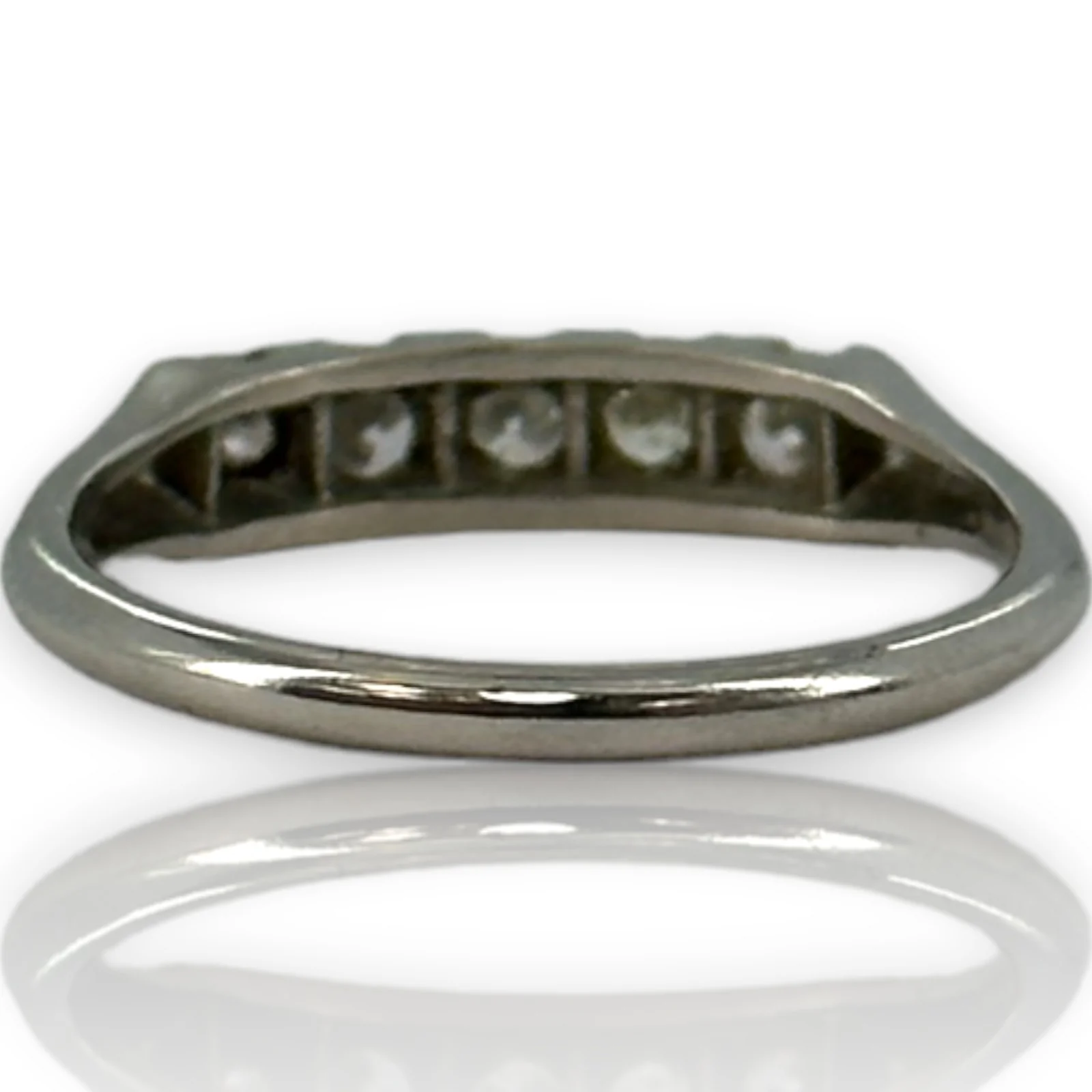Late Art Deco William Wise & Son Platinum and Diamond Half Eternity Band Wedding Stackable Ring - Image 4