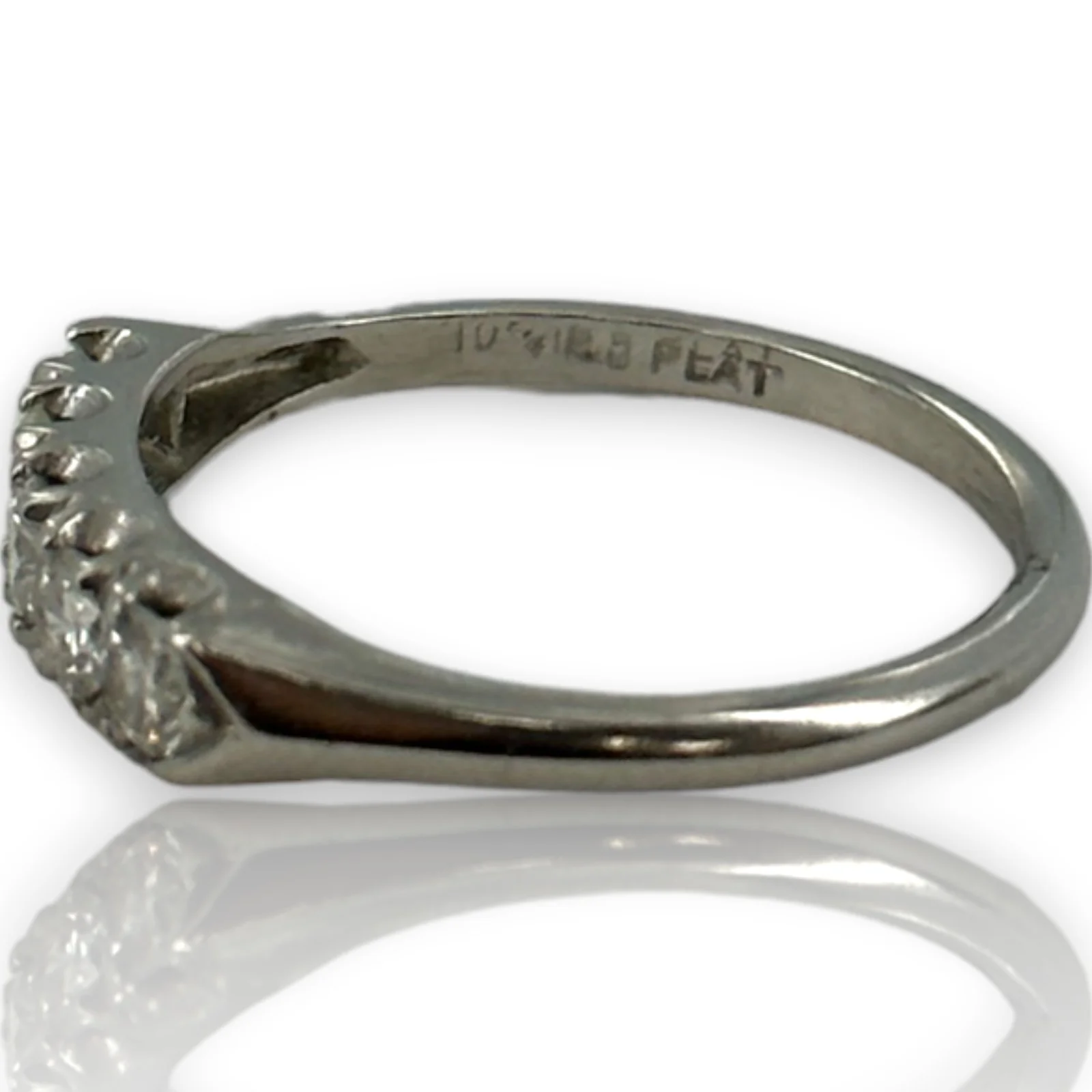 Late Art Deco William Wise & Son Platinum and Diamond Half Eternity Band Wedding Stackable Ring - Image 6