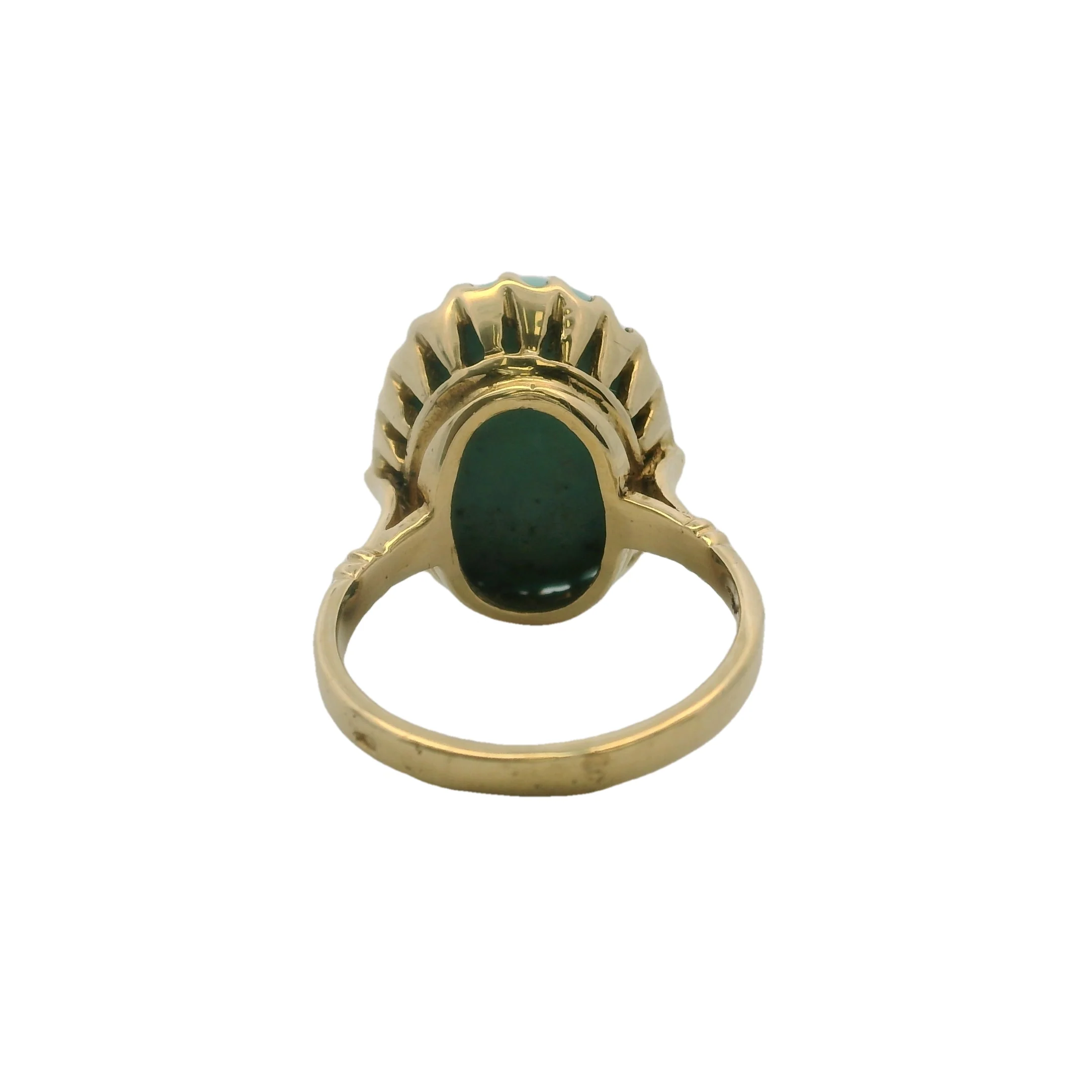 Late Victorian 18kt Yellow Gold Cabochon Turquoise Solitaire Ring Size 7.5 - Image 4