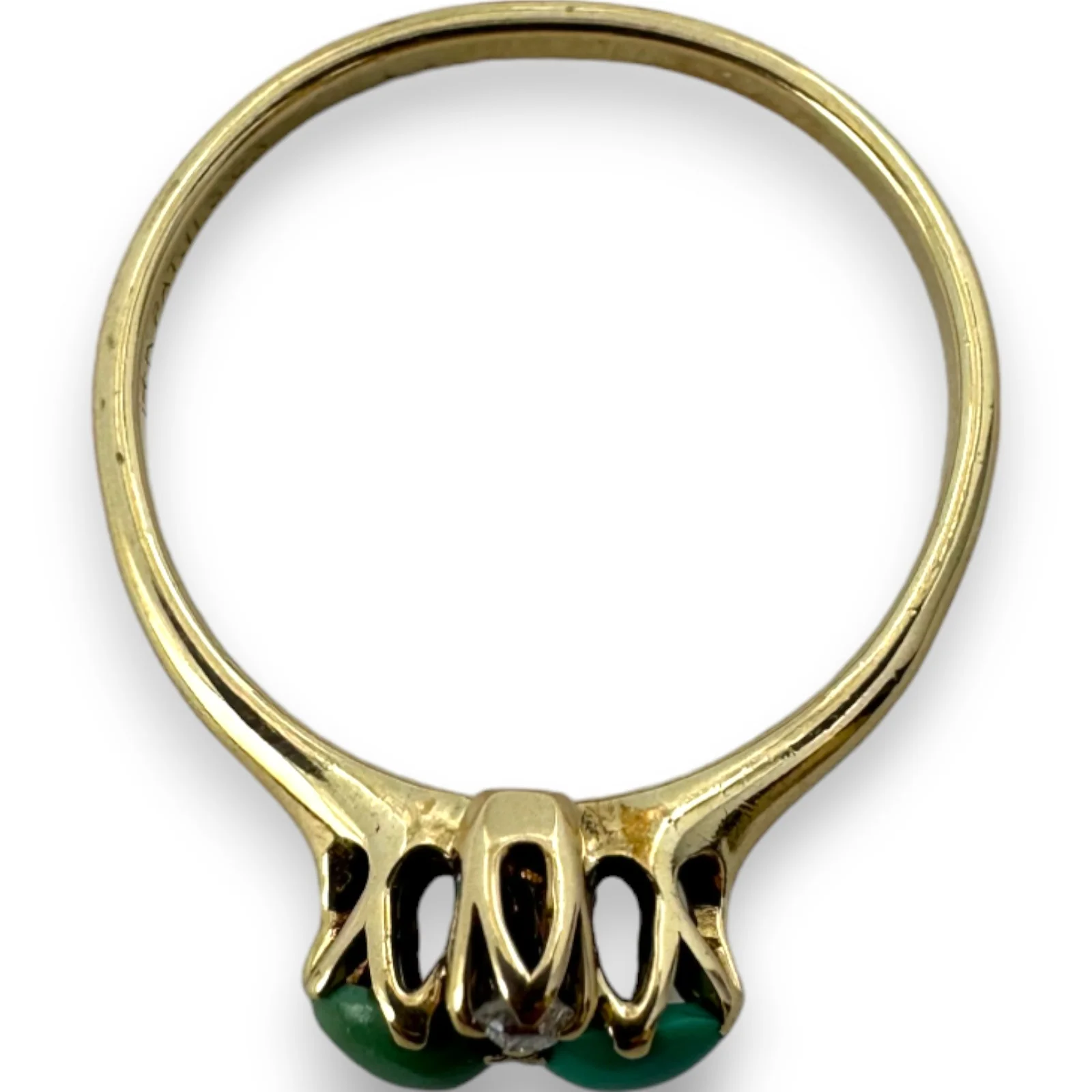 Late Victorian Era Solid 14kt Gold Persian Turquoise and Old Mine Cut Diamond Dainty Accent Cocktail Ring Size 7 - Image 5