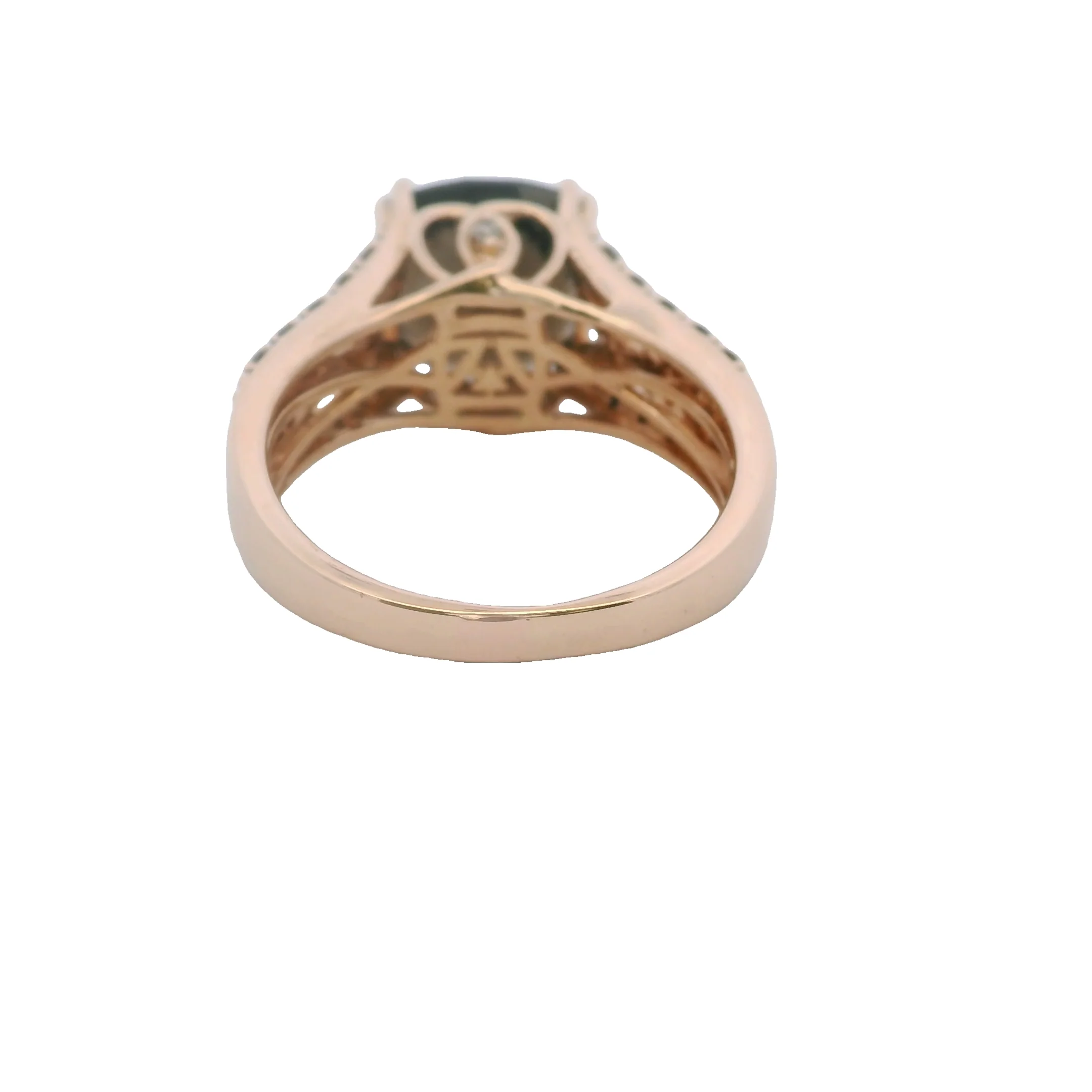Le Vian Solid 14kt Rose Gold Checkerboard Smoky Quartz and Diamond Cocktail Ring Size 8 - Image 7