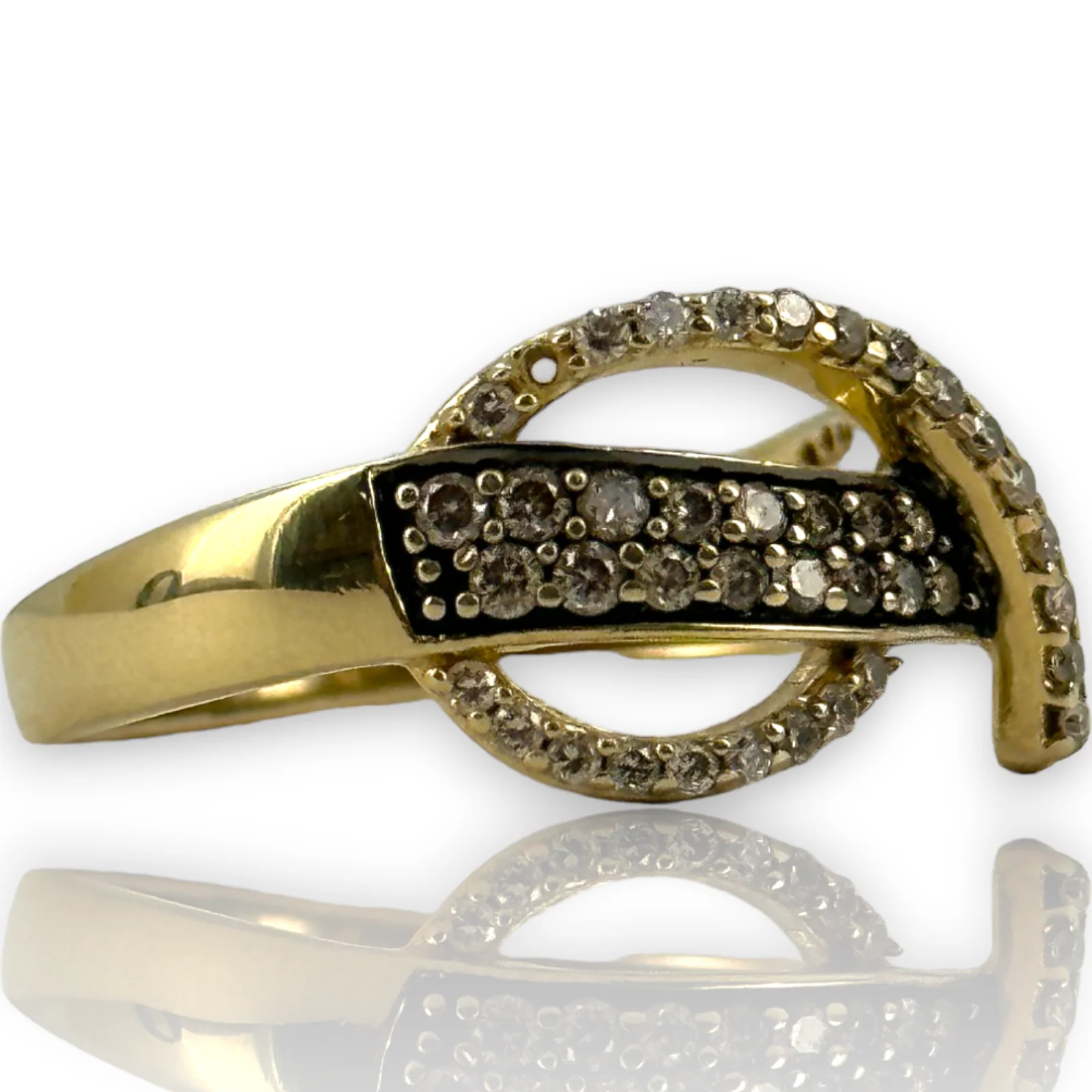 LeVian 14kt 585 Yellow Gold Chocolate Diamonds Ring Swirl Crossover Size 7 - Image 2