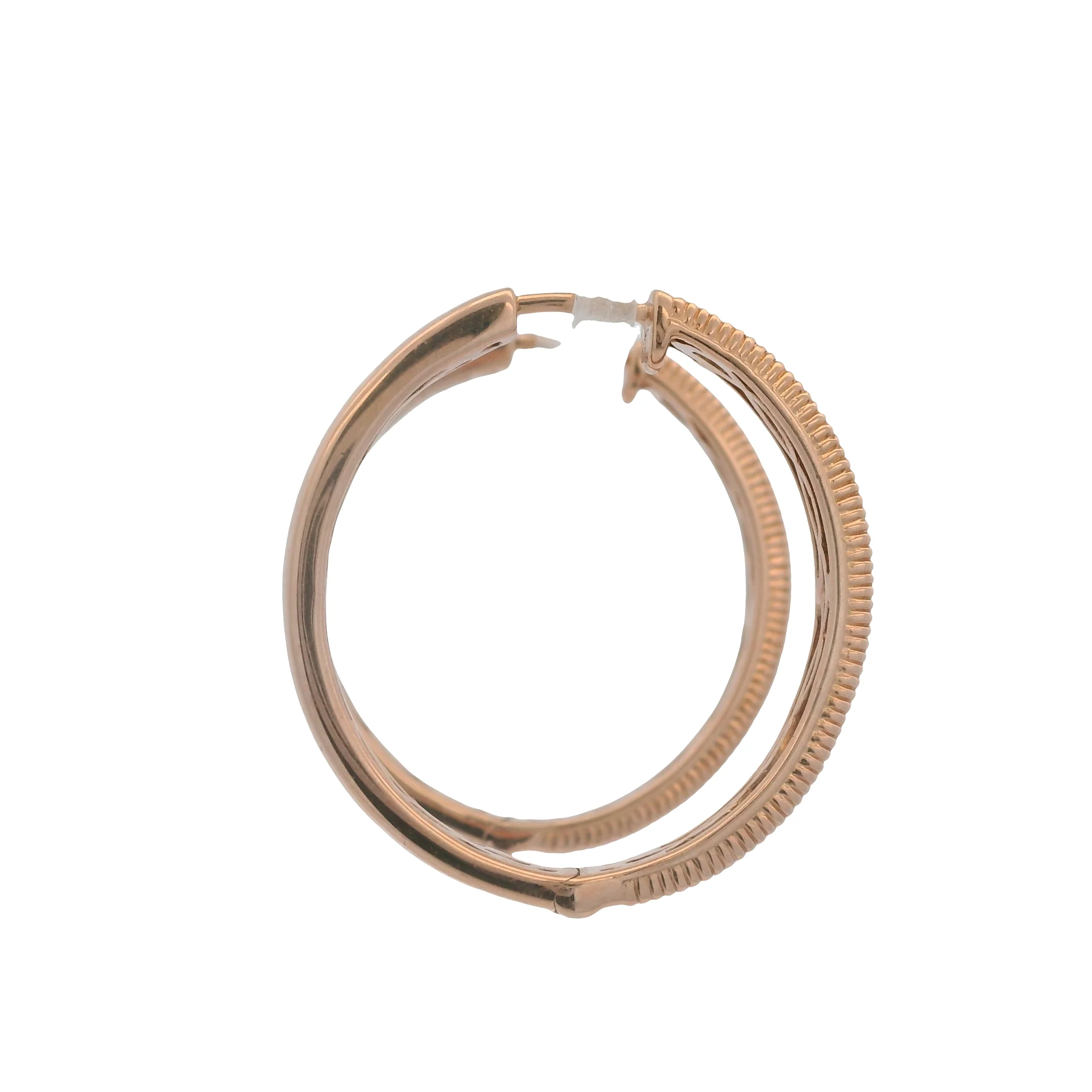LeVian 14kt Rose Gold and Brown Diamonds Milgrain 1" Diameter Hoop Earrings - Image 9