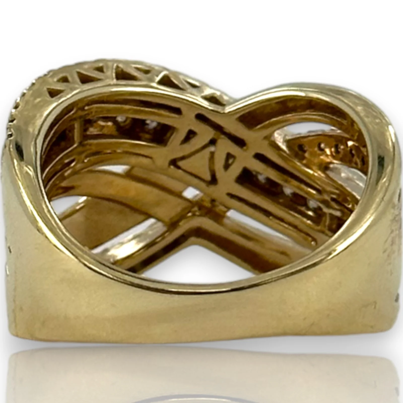 LeVian 14kt Yellow Gold Crossover 14mm Ring with Champagne "Chocolate" Diamonds Size 8 - Image 4