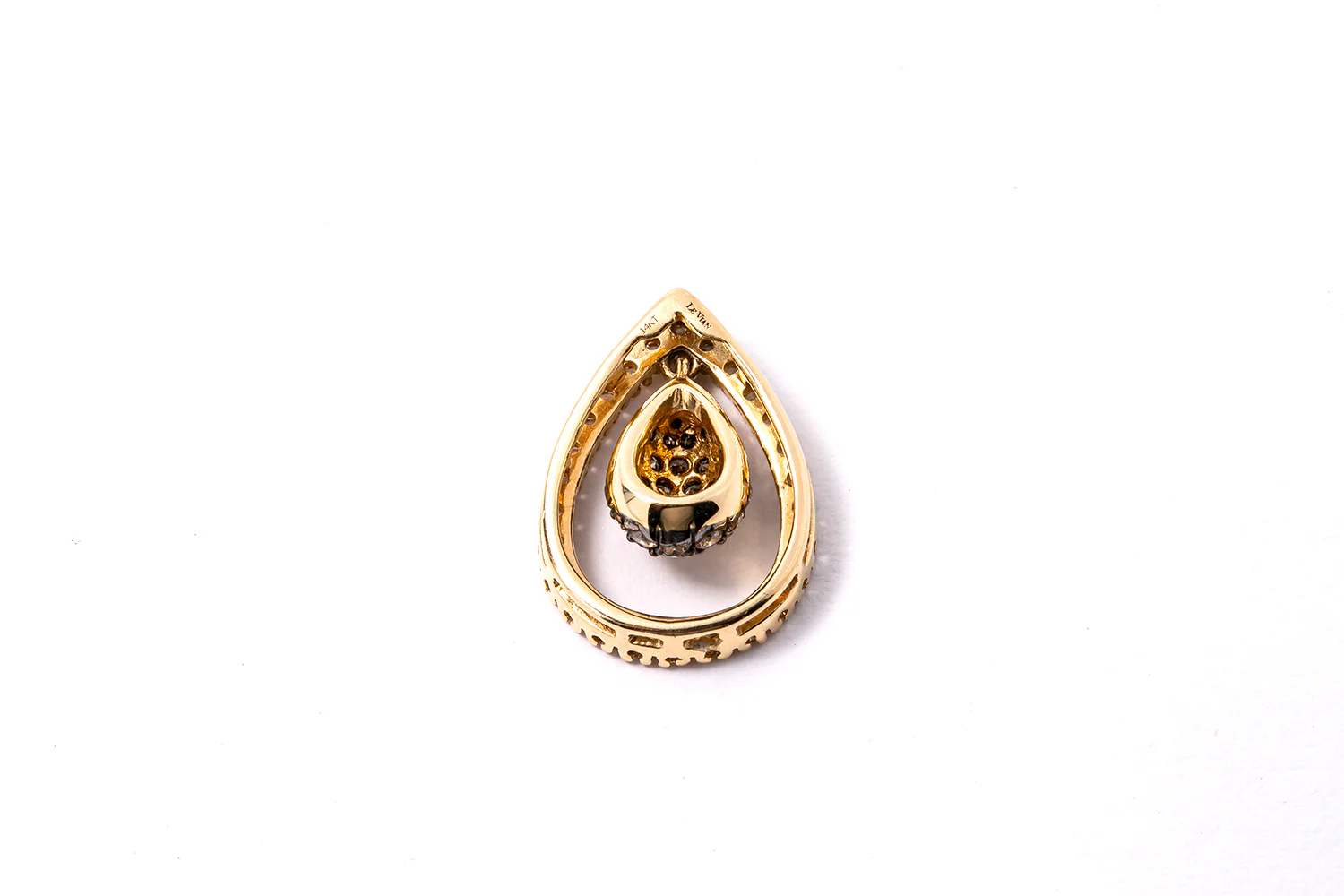 LeVian 3/4ct Diamond Pave Swing Teardrop Charm 14K 585 Yellow Gold Pendant - Image 2
