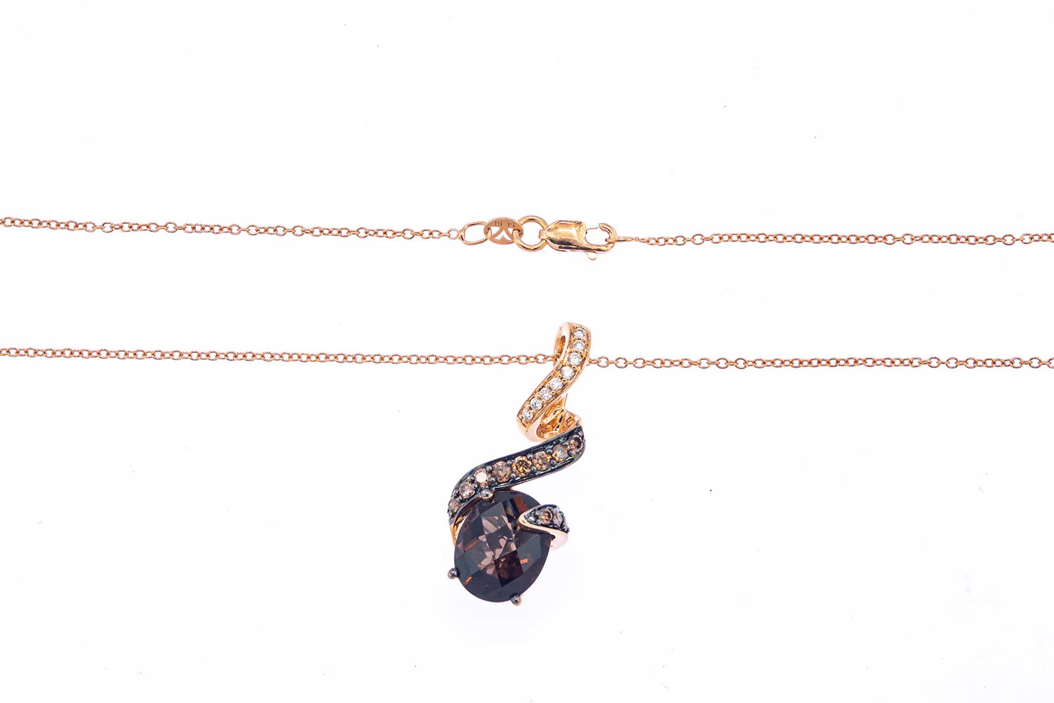 LeVian Natural Smoky Quartz & Diamond Accent 14K 585 Rose Gold 18.25" Necklace - Image 3