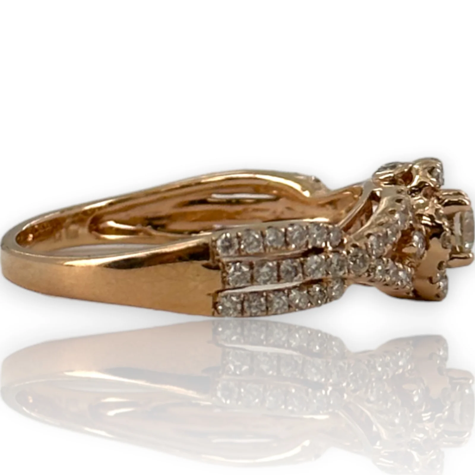 LeVian Signed Solid 14kt Rose Gold and Natural Diamonds Wedding Engagement Ring Size 7 - Image 2