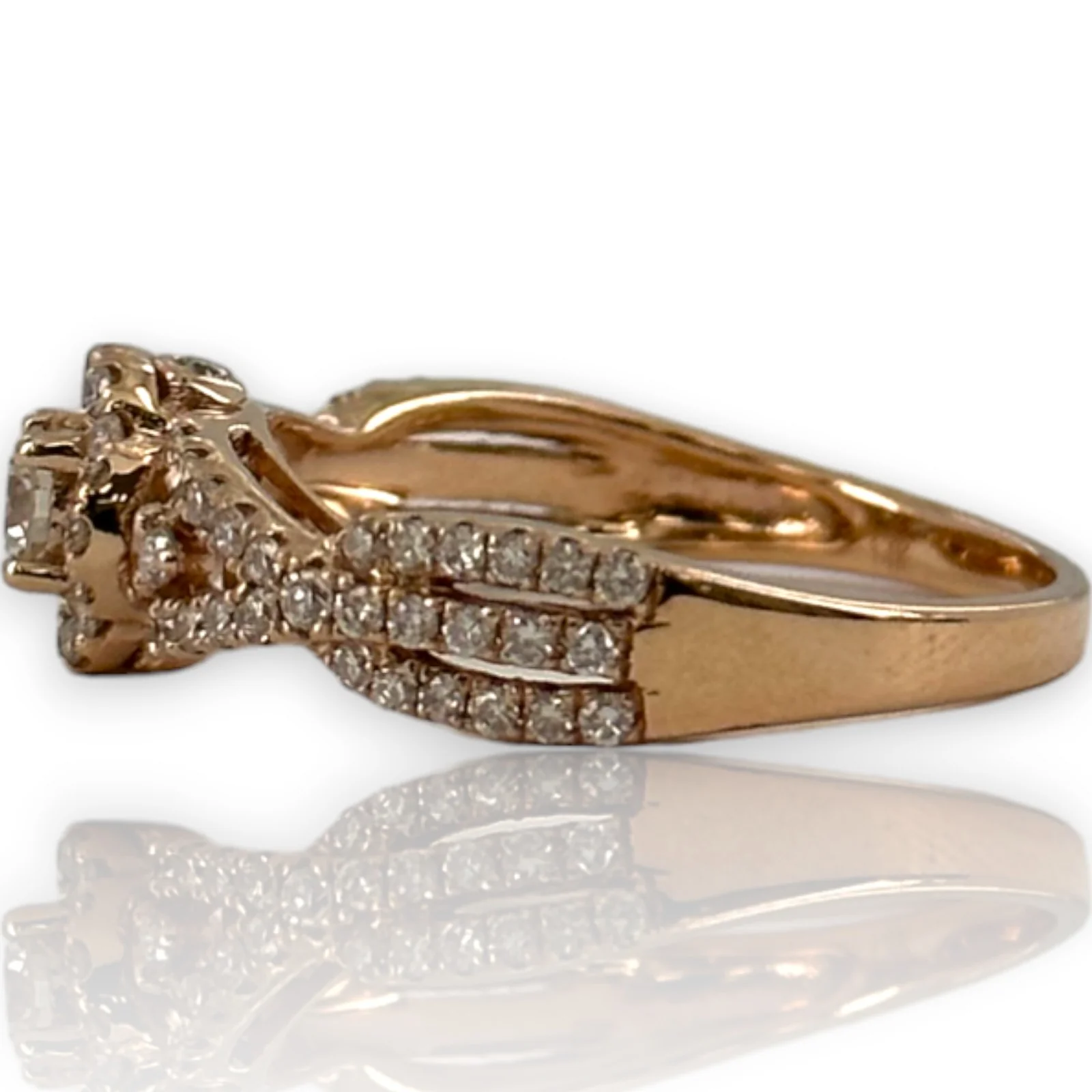 LeVian Signed Solid 14kt Rose Gold and Natural Diamonds Wedding Engagement Ring Size 7 - Image 3