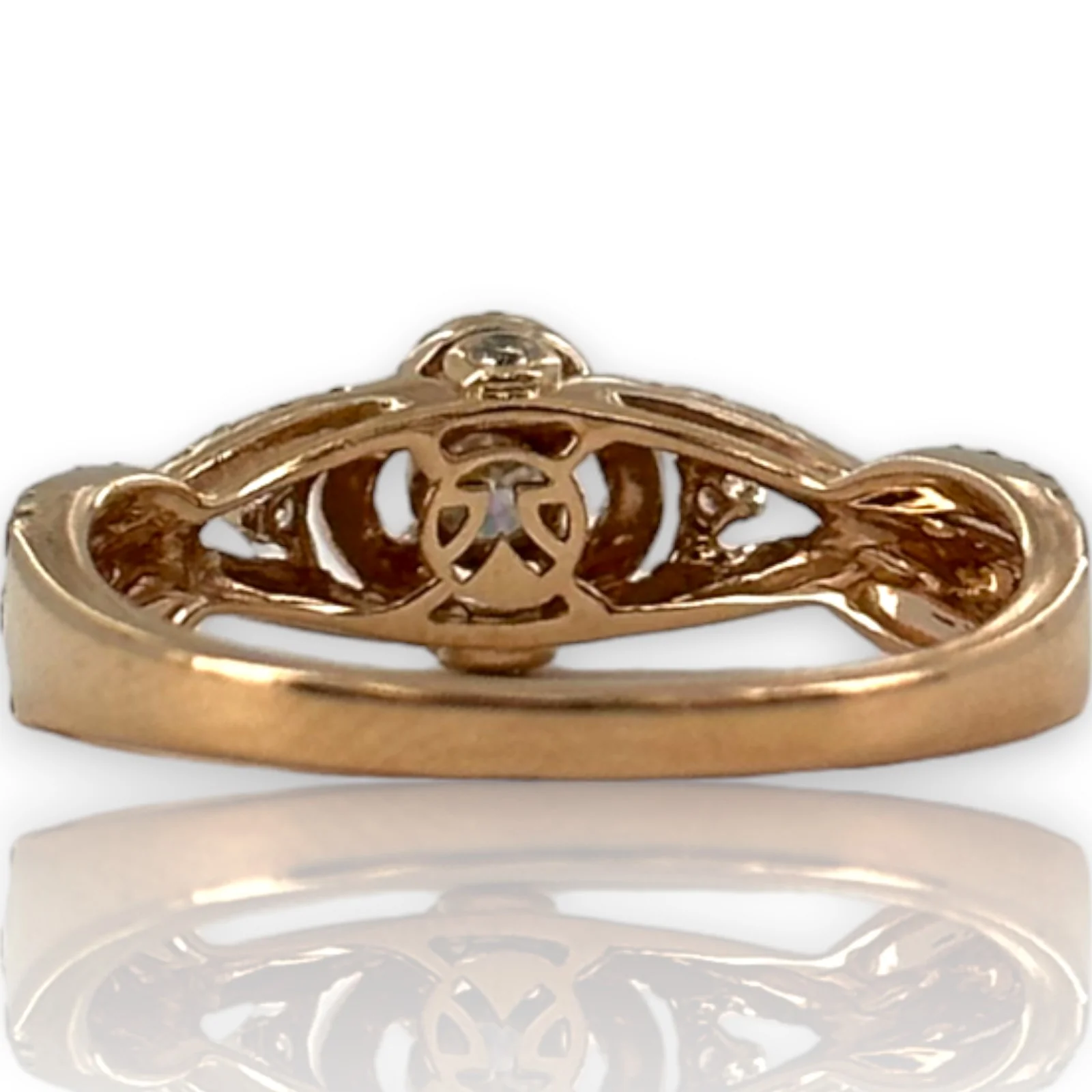 LeVian Signed Solid 14kt Rose Gold and Natural Diamonds Wedding Engagement Ring Size 7 - Image 4