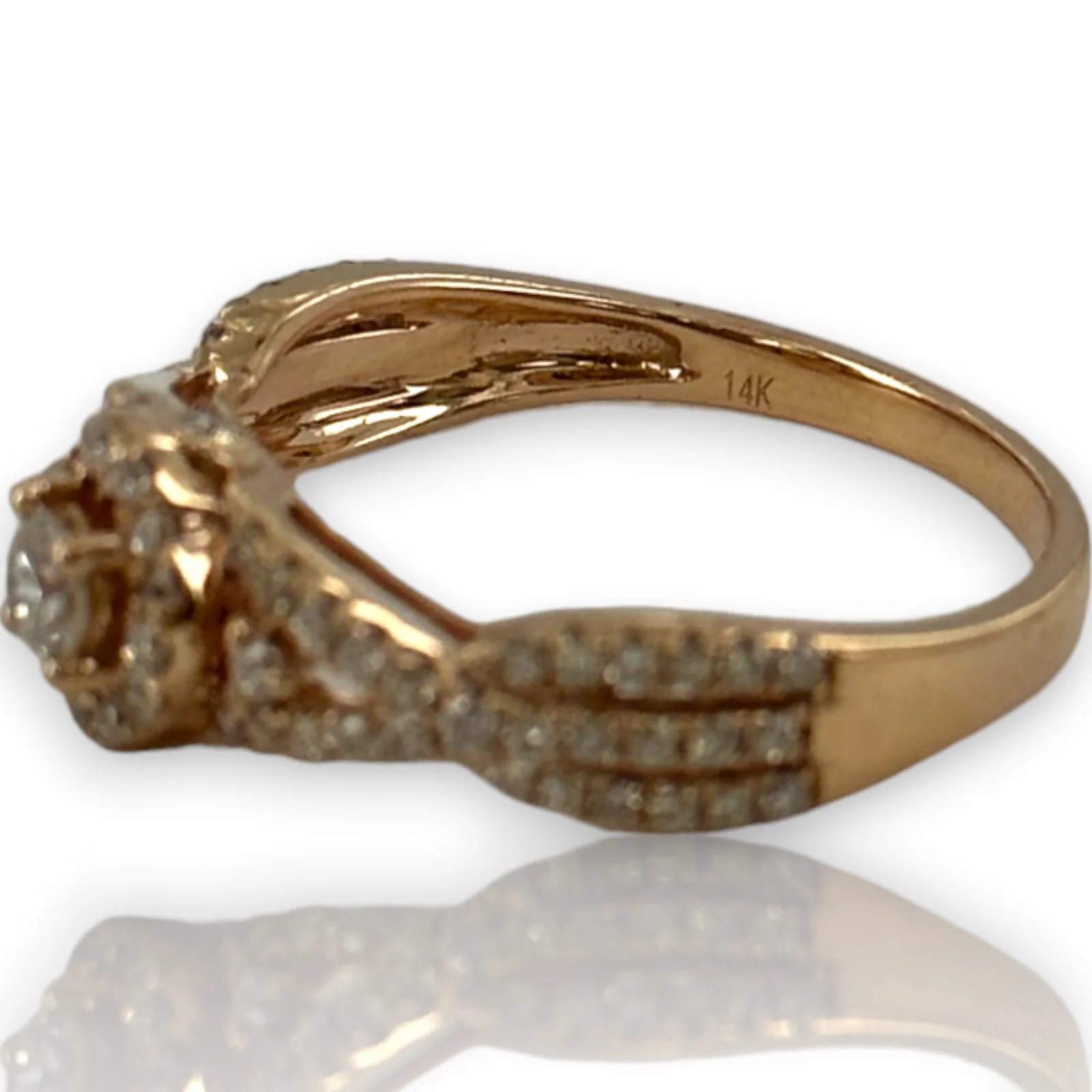 LeVian Signed Solid 14kt Rose Gold and Natural Diamonds Wedding Engagement Ring Size 7 - Image 7