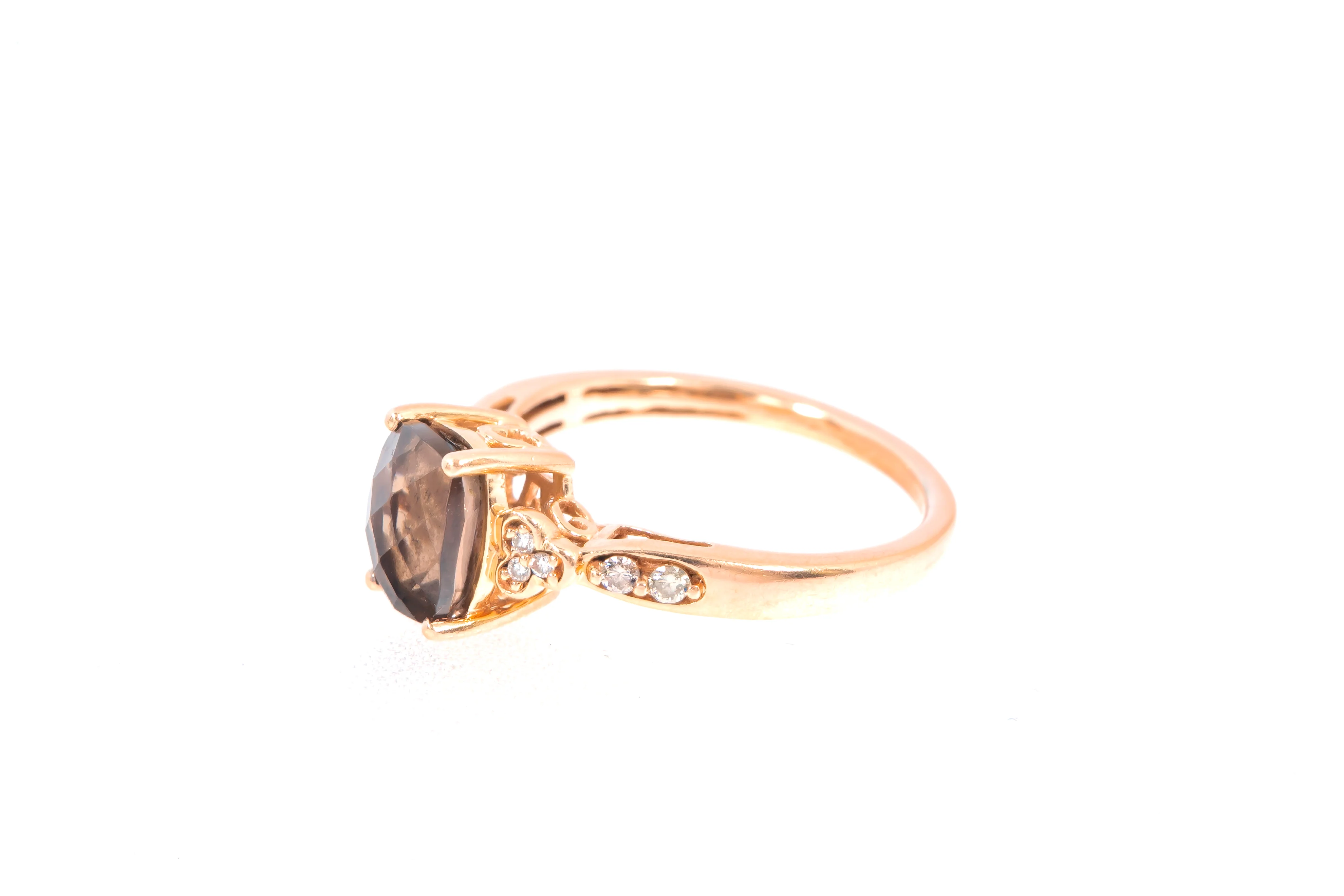 LeVian Smoky Quartz 14k 585 Rose Gold Diamond Ring Size 6.5 - Image 2