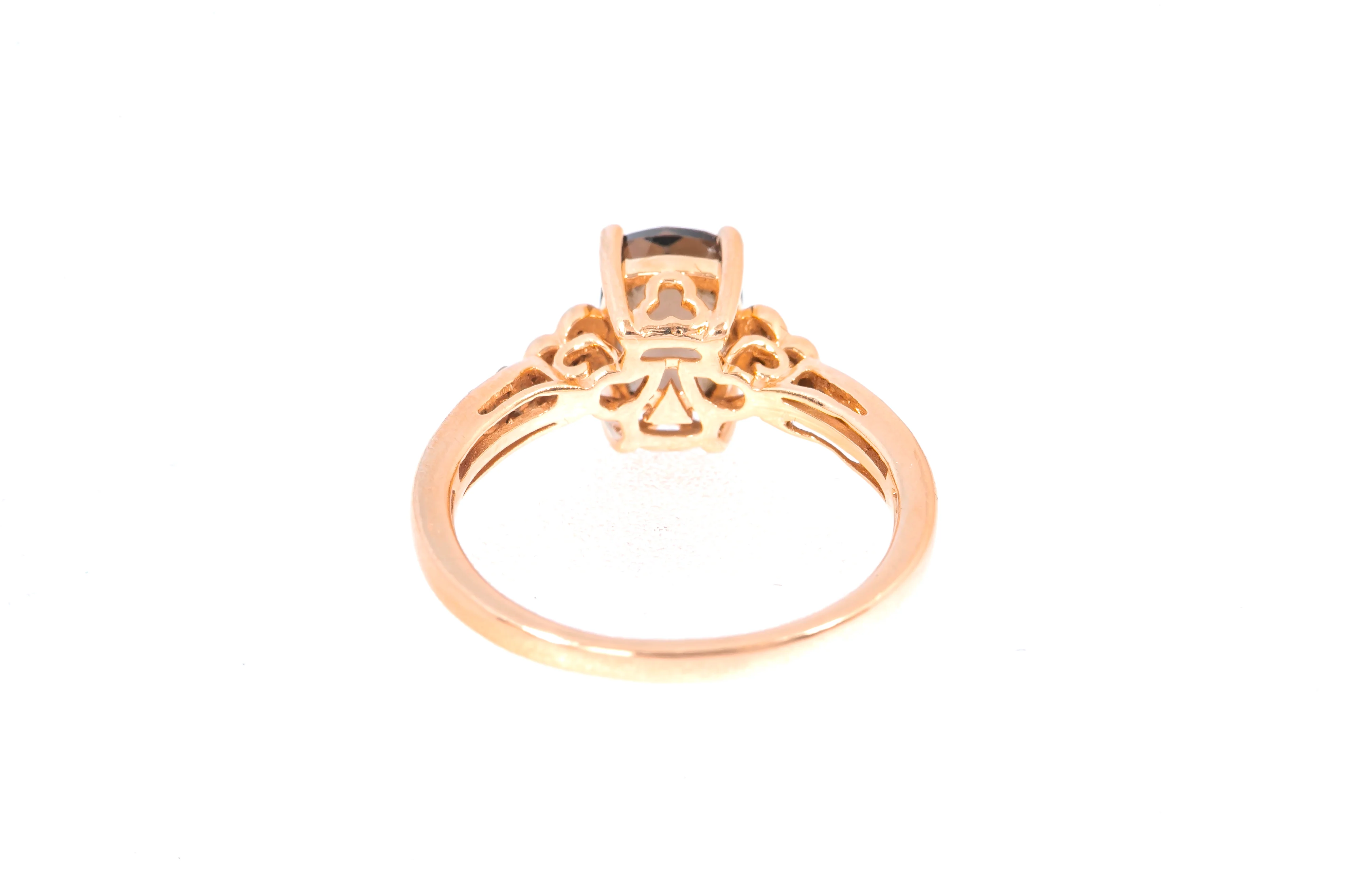 LeVian Smoky Quartz 14k 585 Rose Gold Diamond Ring Size 6.5 - Image 5