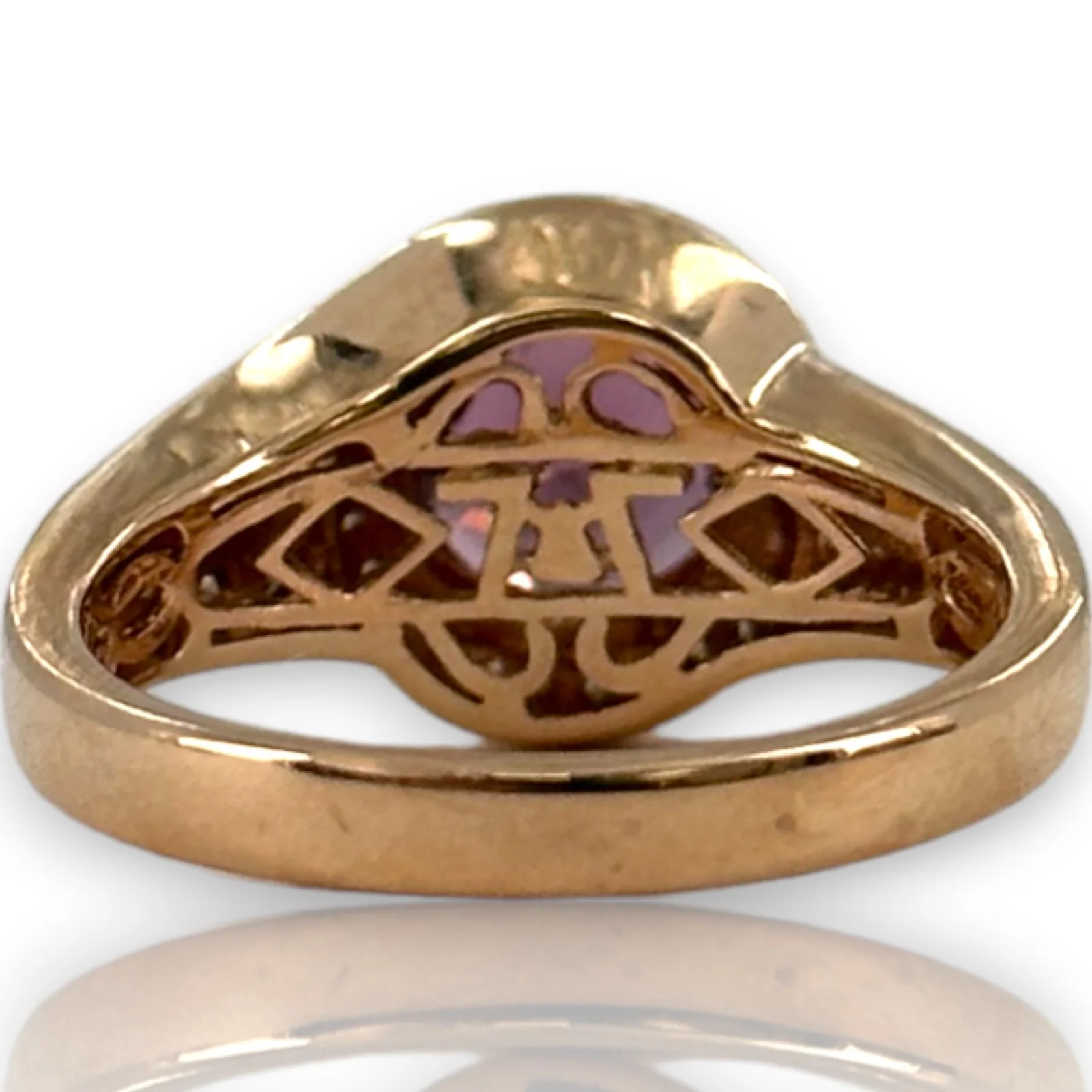 LeVian Solid 14kt Solid Rose Gold and Purple Garnet (Umbalite) Ring with Champagne and White Vanilla Diamond Accents Size 7 - Image 4