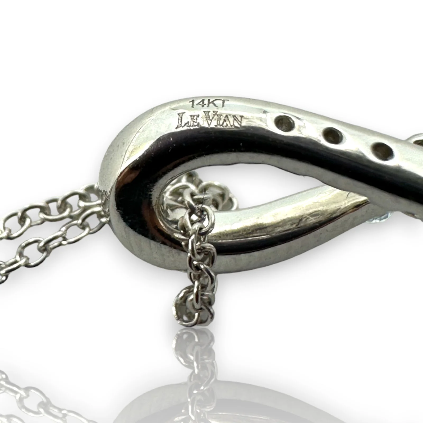 LeVian Solid 14kt White Gold Ombre Graduated Blue Blueberry Sapphire and White Vanilla Diamond Pendant on 18" Cable Chain - Image 6