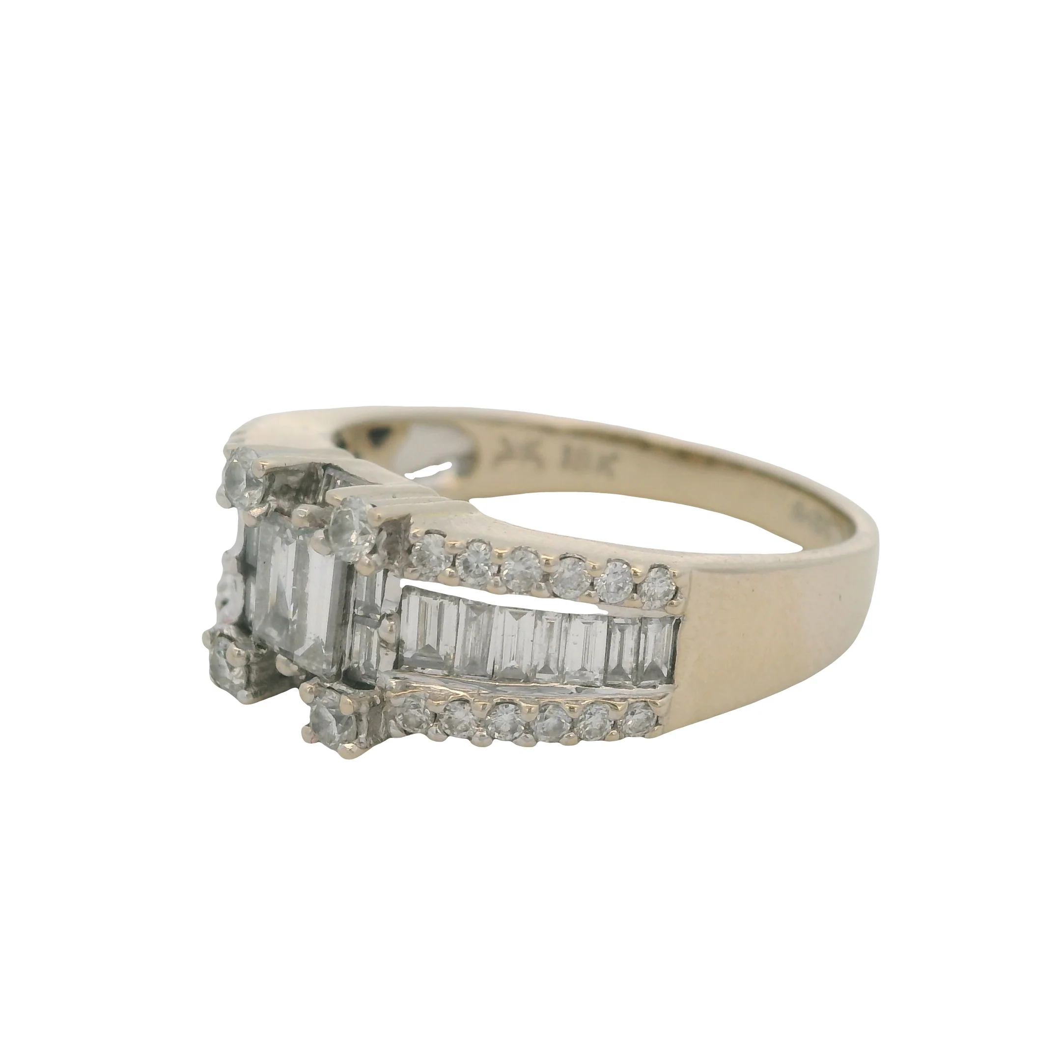 LeVian Solid 18kt White Gold and Baguette and Round 1.91ctw Diamond Cluster Ring Size 9.75 - Image 2