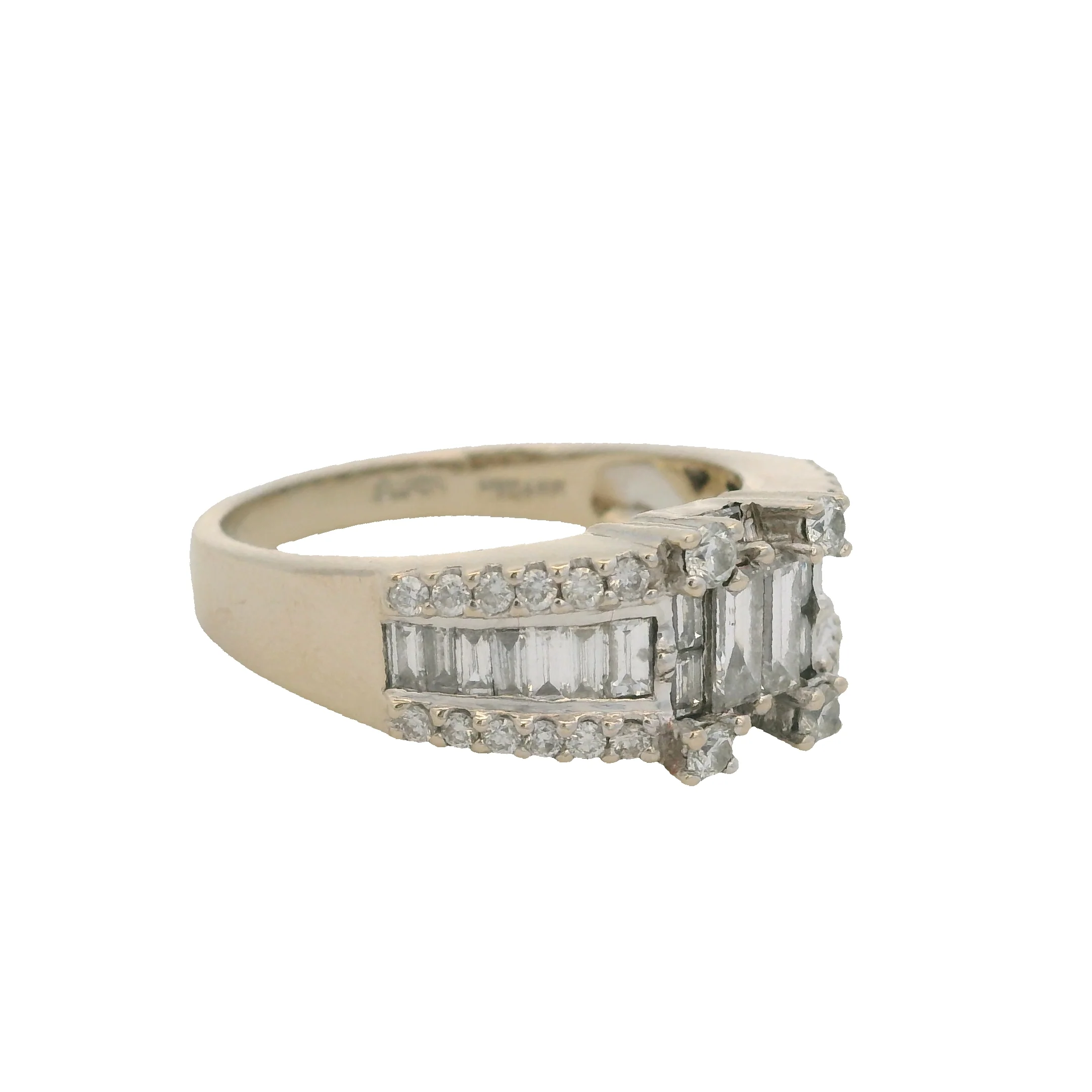 LeVian Solid 18kt White Gold and Baguette and Round 1.91ctw Diamond Cluster Ring Size 9.75 - Image 3
