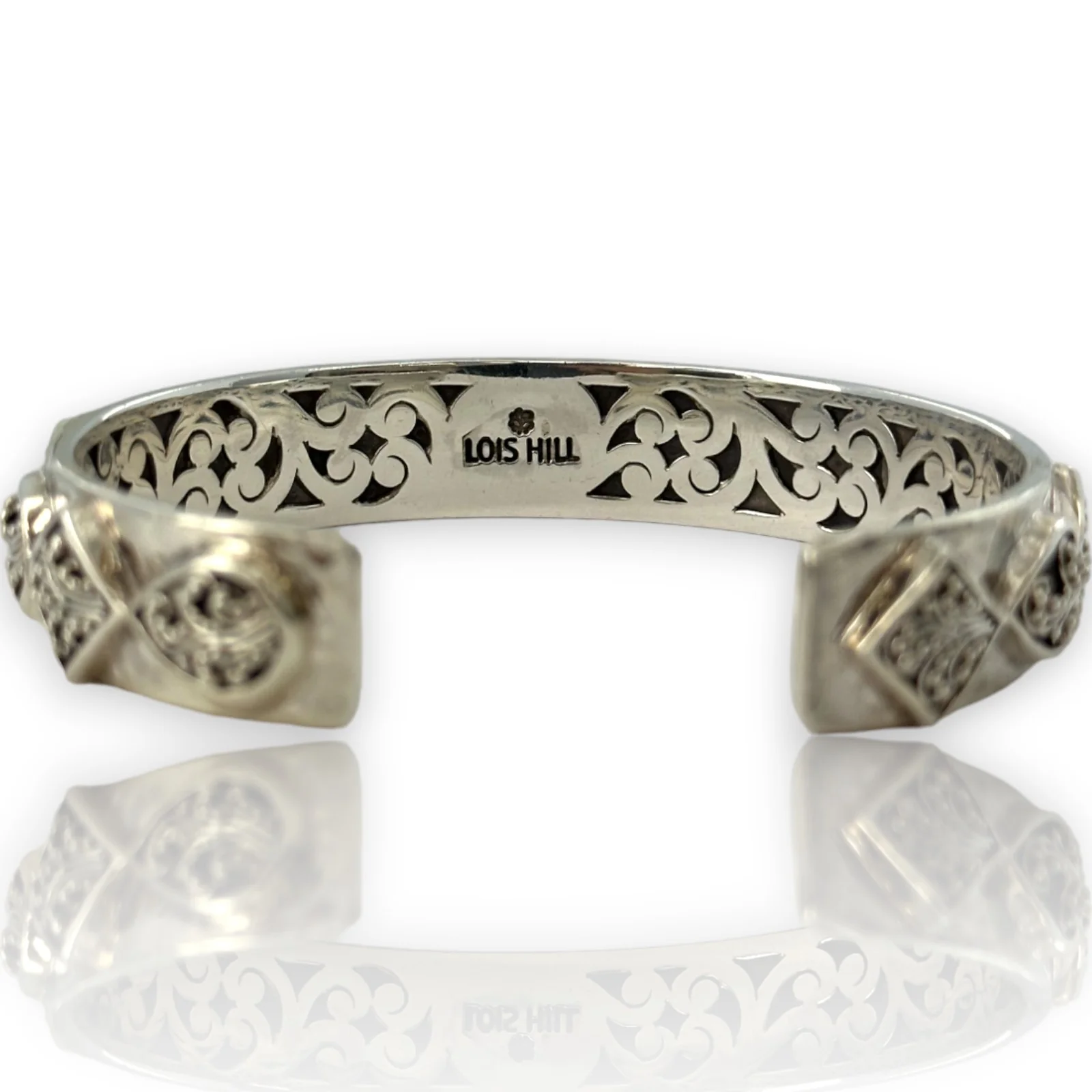 Lois Hill Hammered 925 Sterling Silver Cuff with Filigree and Granulation Details - Image 3