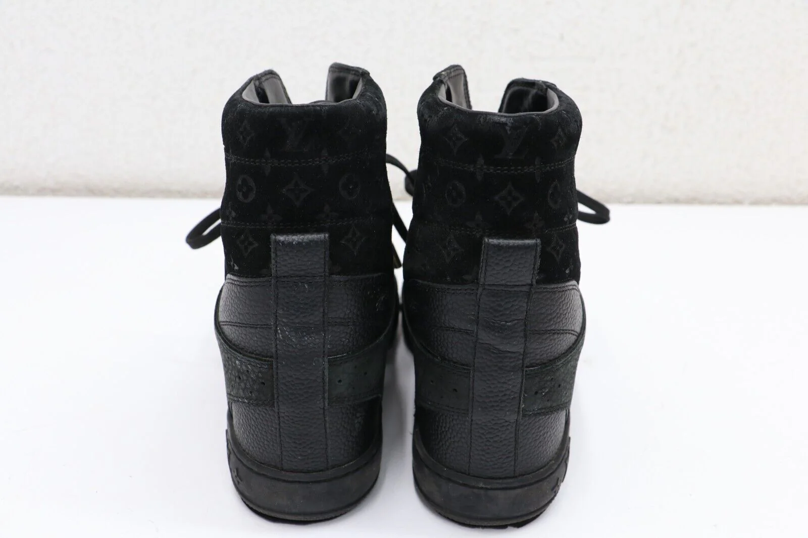 Louis Vuitton Black Leather Embossed Suede Sneakers Womens Size 38.5/US 8.5 - Image 5