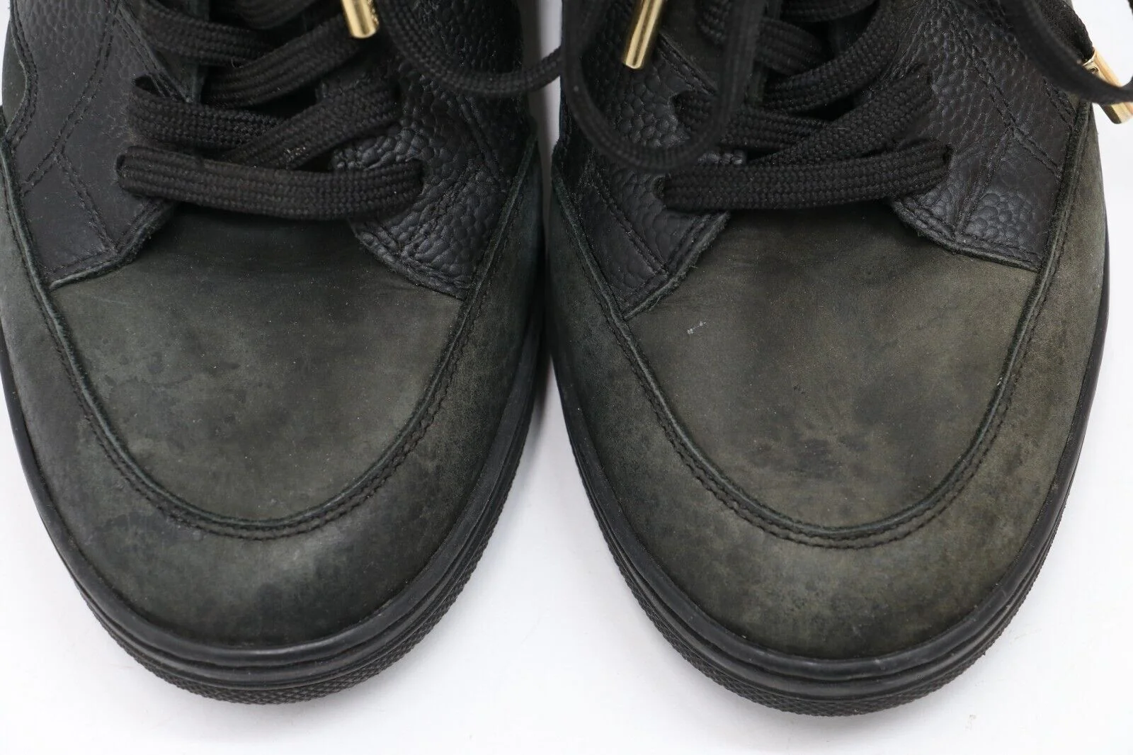 Louis Vuitton Black Leather Embossed Suede Sneakers Womens Size 38.5/US 8.5 - Image 6