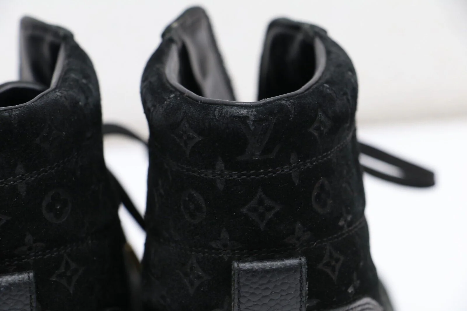 Louis Vuitton Black Leather Embossed Suede Sneakers Womens Size 38.5/US 8.5 - Image 7