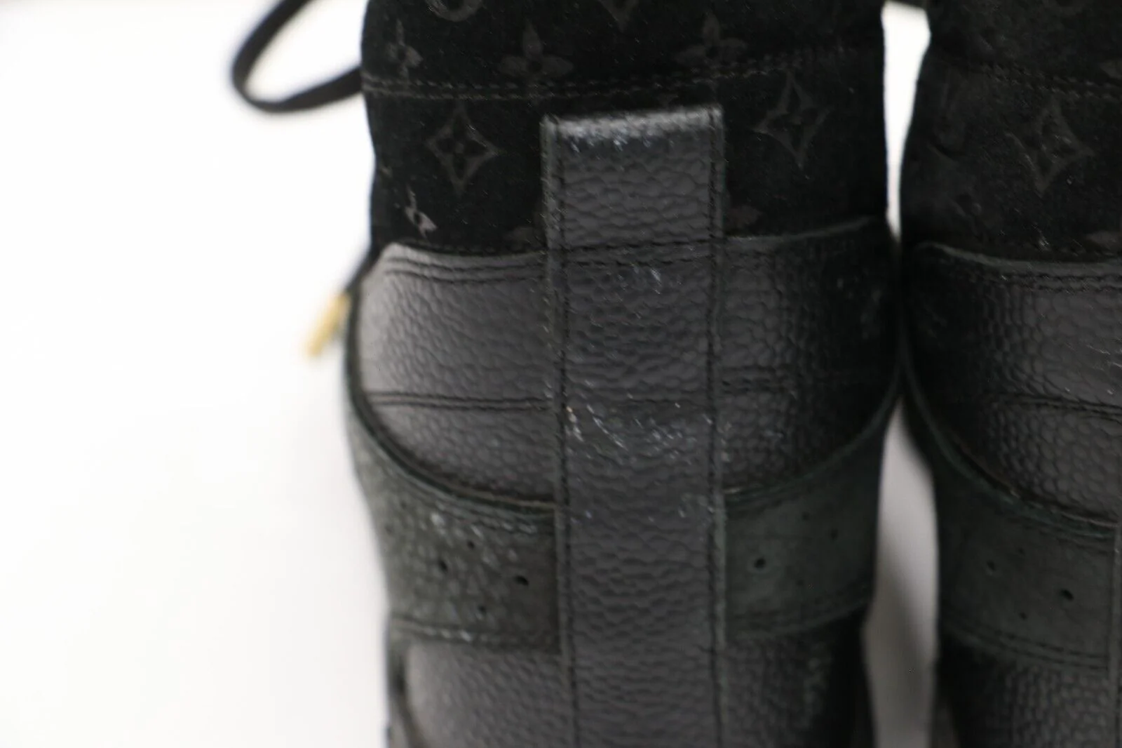 Louis Vuitton Black Leather Embossed Suede Sneakers Womens Size 38.5/US 8.5 - Image 8