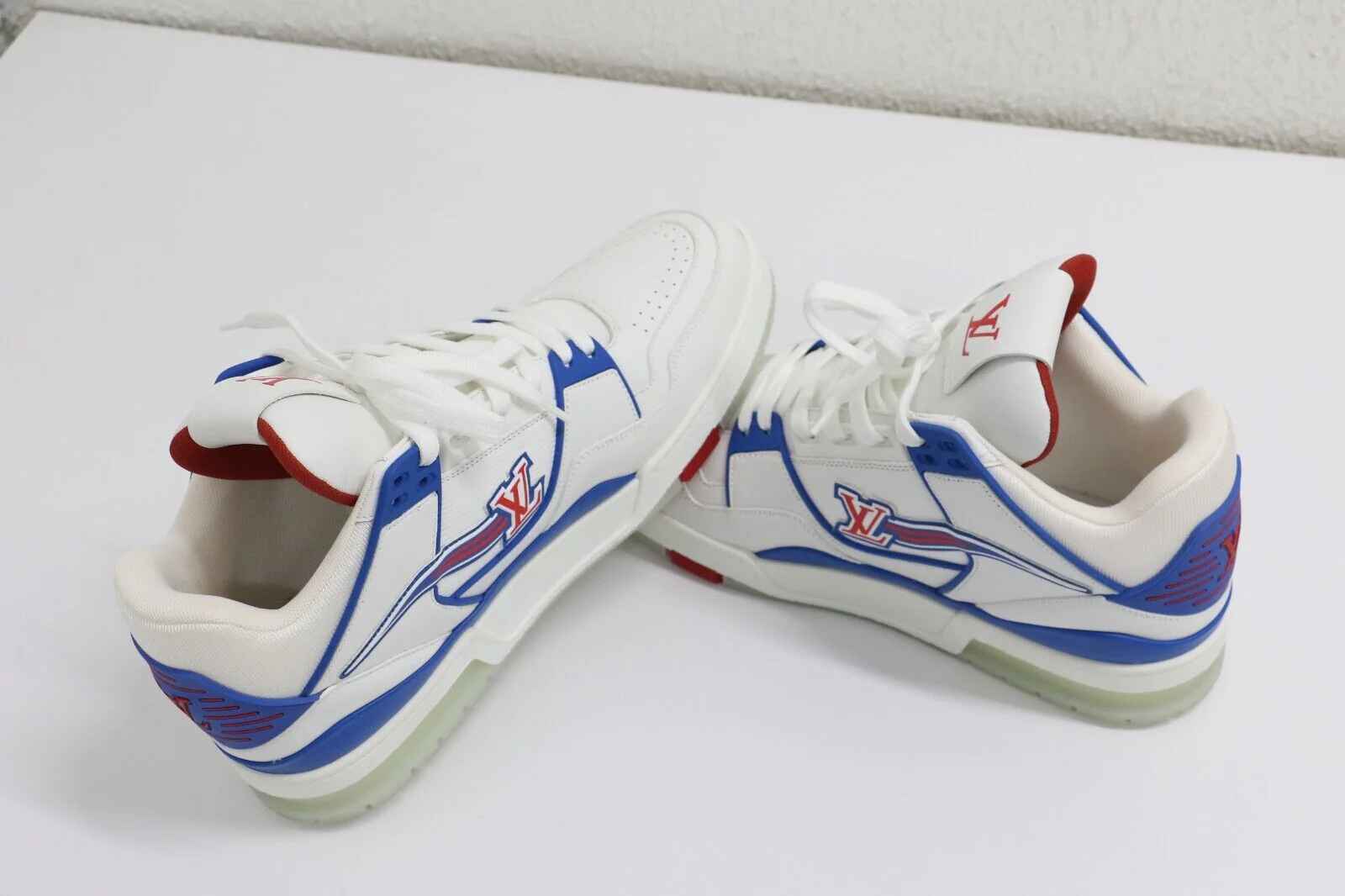 Louis Vuitton LV Trainer Red White Blue Sneakers Men's Size 8.5/EU 41.5 - Image 3
