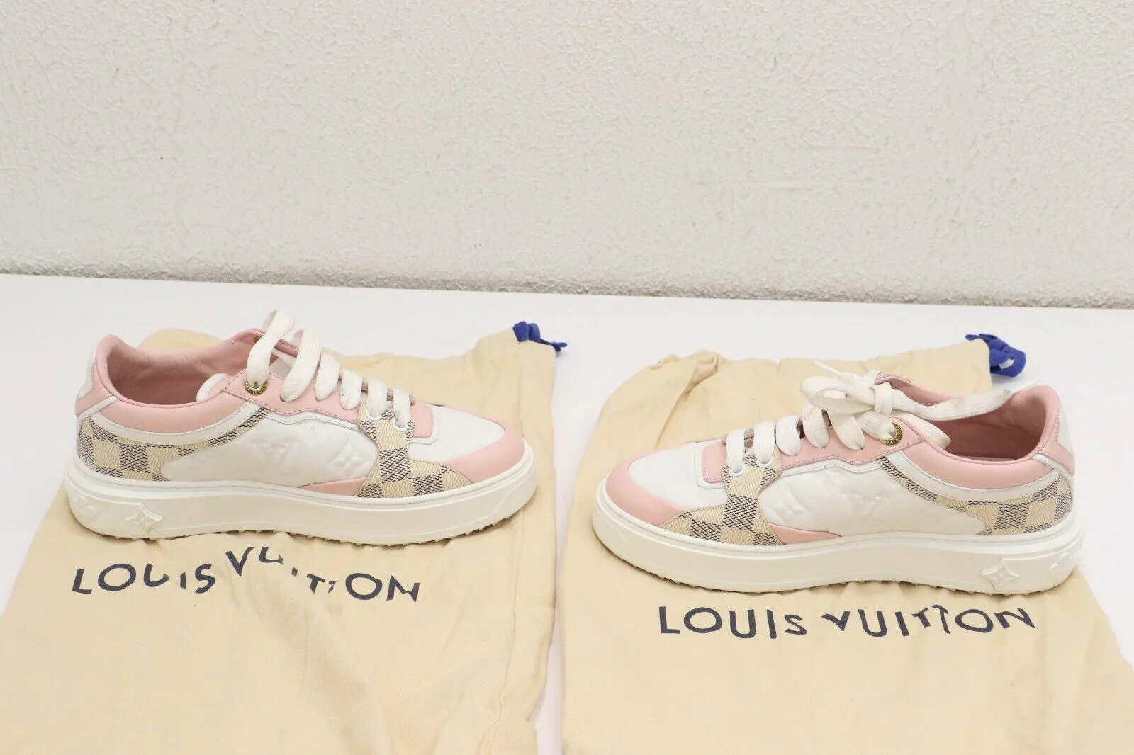 Louis Vuitton Monogram Embossed Damier Time Out Womens Sneakers Size 36.5/US 6.5 - Image 2