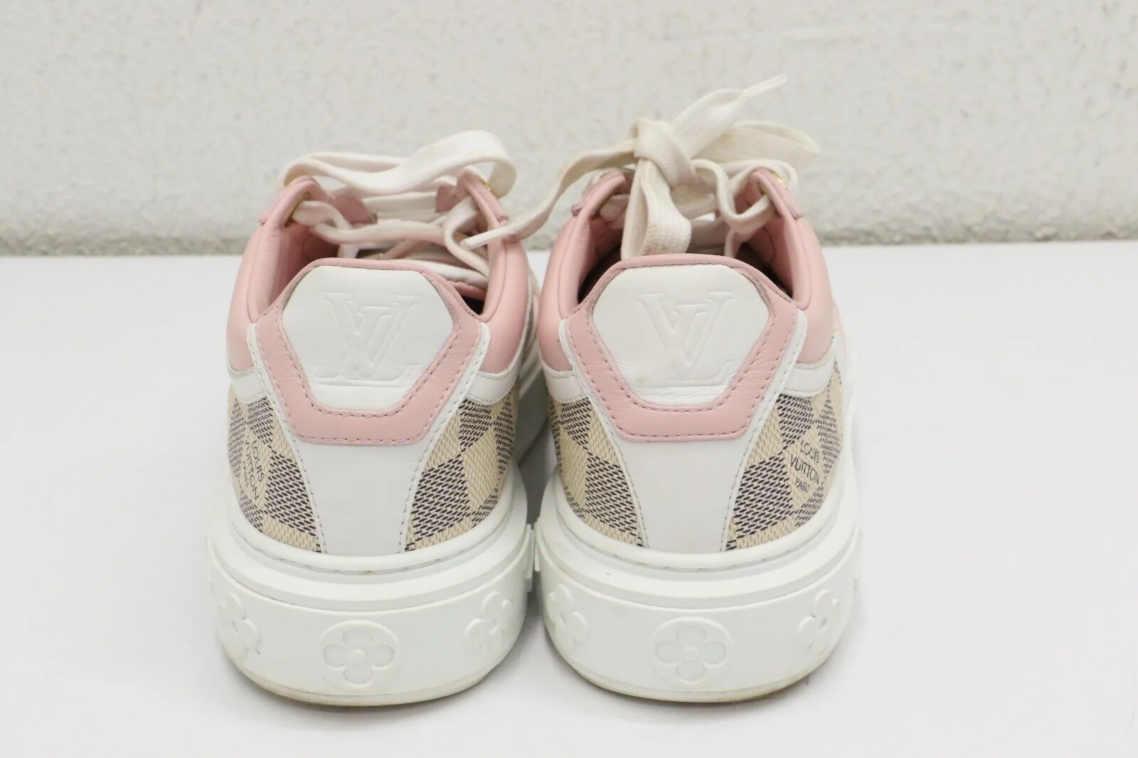 Louis Vuitton Monogram Embossed Damier Time Out Womens Sneakers Size 36.5/US 6.5 - Image 4
