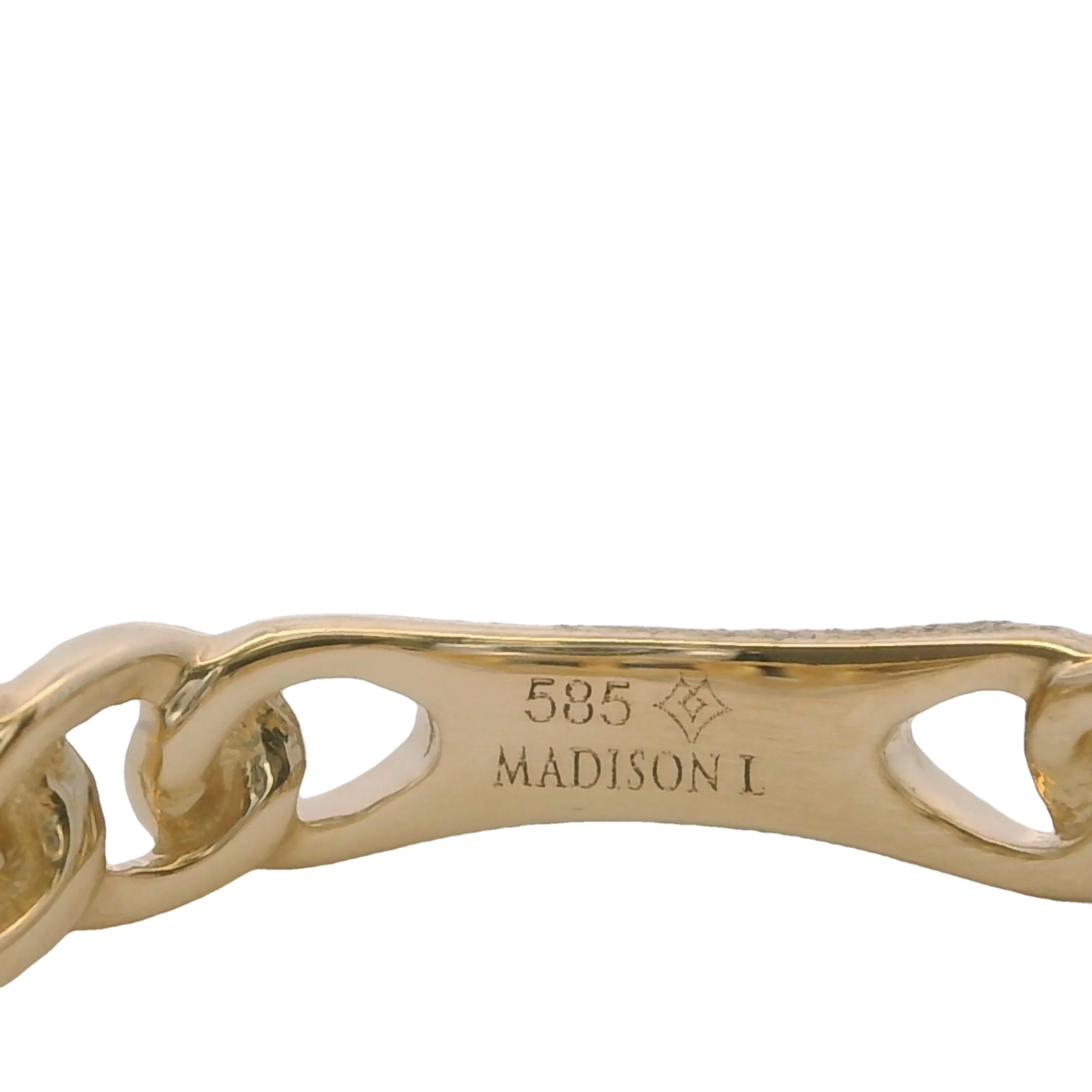 Madison L 14kt Yellow Gold Curb Link Style Ring with Diamond Anchor Link Center Size 6.5 - Image 5