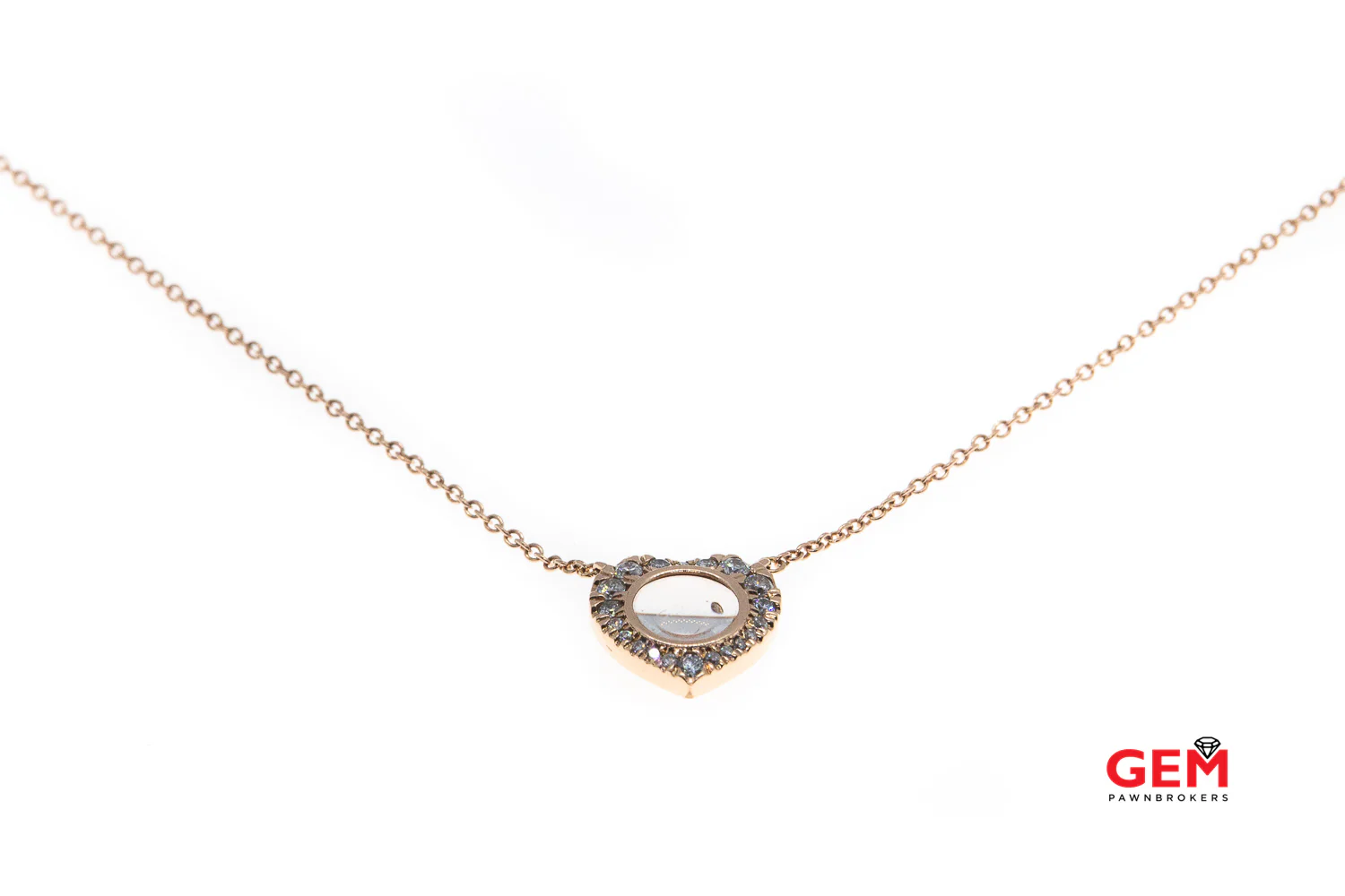 Magnificence 1/4 Ctw Heart Diamond Pave Pendant 14K 585 Rose Gold 18" Necklace - Image 3