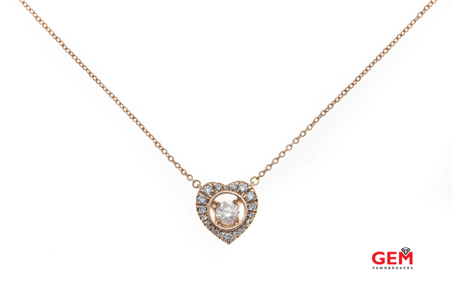 Magnificence 1/4 Ctw Heart Diamond Pave Pendant 14K 585 Rose Gold 18" Necklace - Image 4