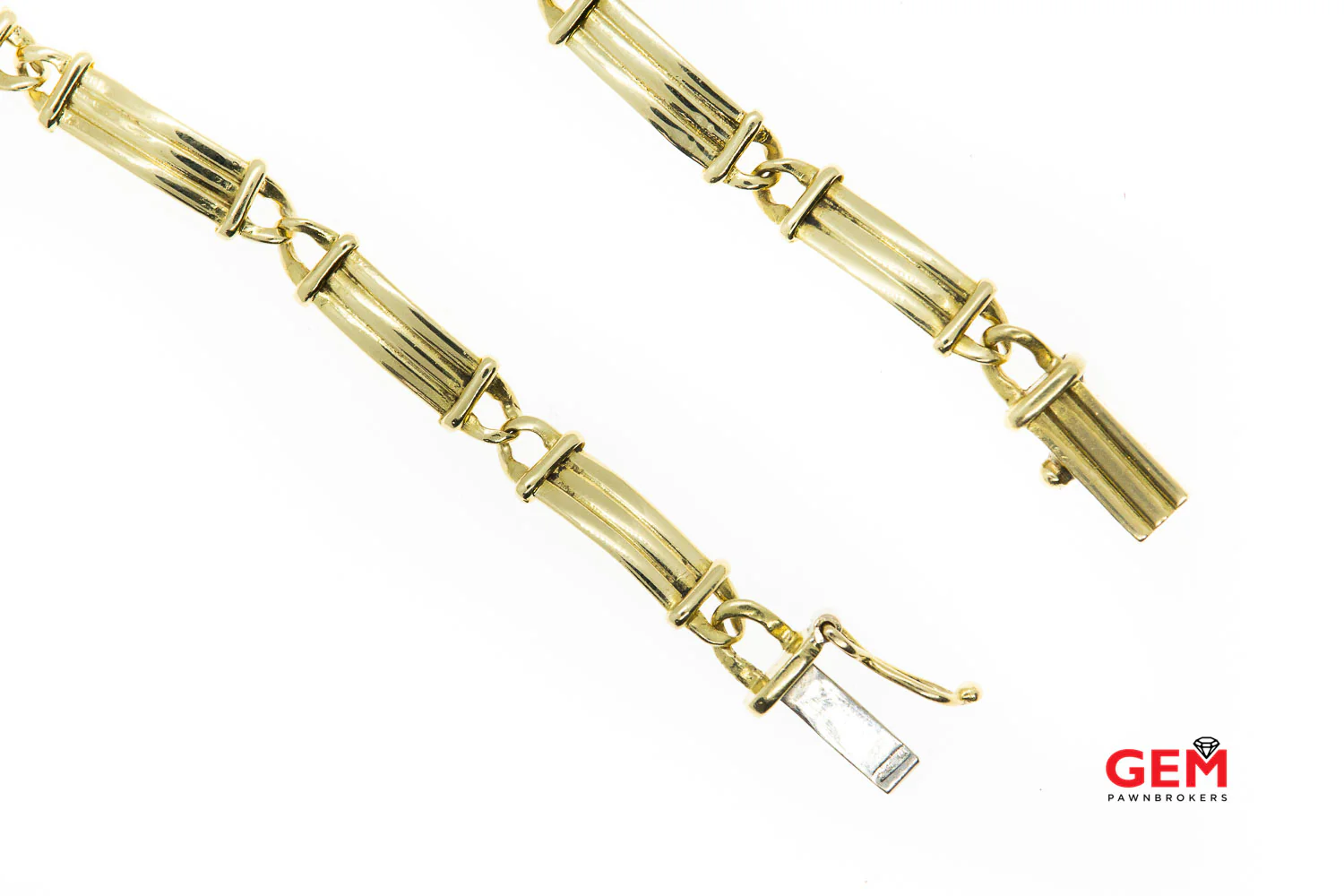 Manfredi Signed Carved Bar Link Solid 18K 750 Yellow Gold 8" Bracelet Italy - Image 3