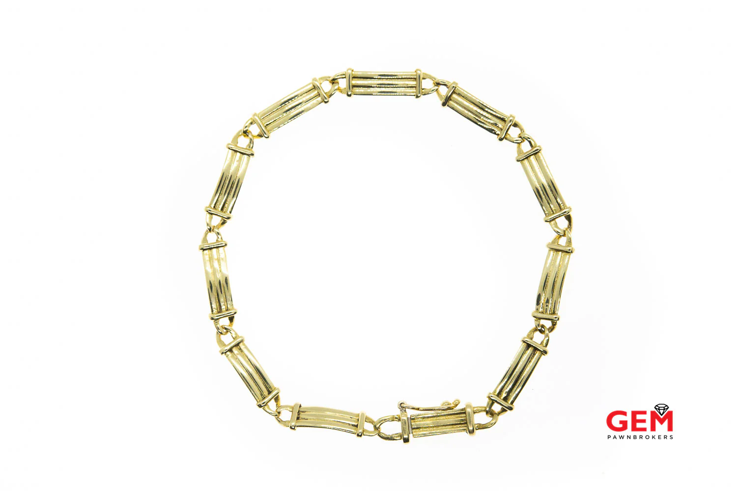 Manfredi Signed Carved Bar Link Solid 18K 750 Yellow Gold 8" Bracelet Italy - Image 4