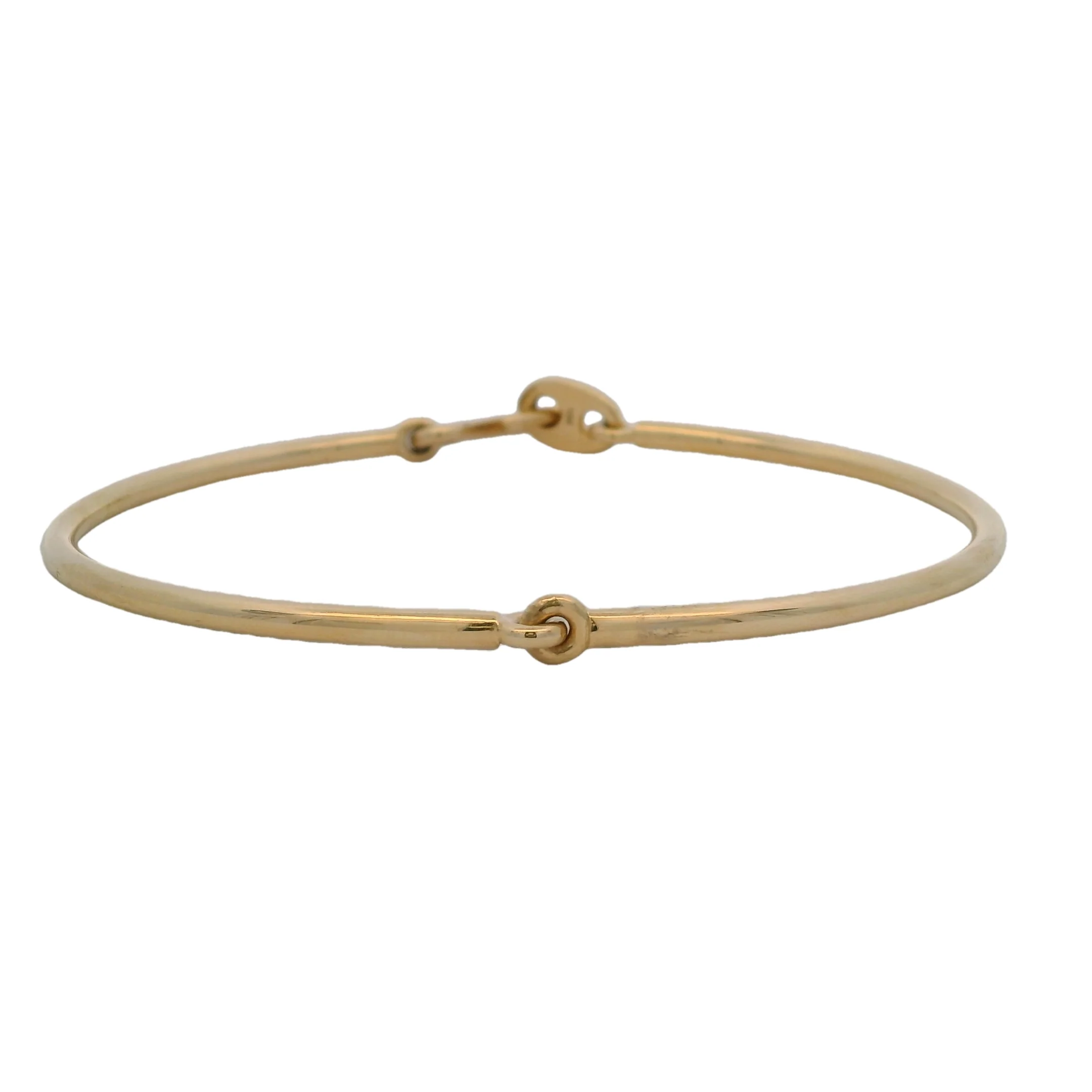 MAOR Solid 18kt Yellow Gold Circinus Hook Bangle Bracelet Size 7.5 M - Image 3