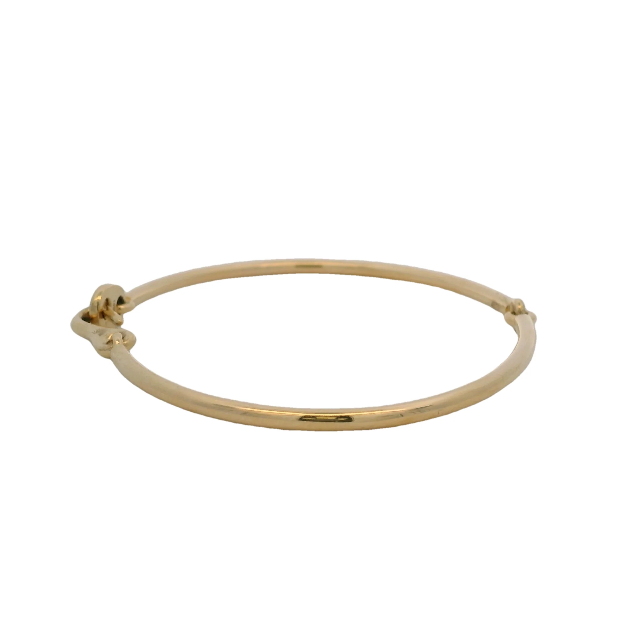 MAOR Solid 18kt Yellow Gold Circinus Hook Bangle Bracelet Size 7.5 M - Image 4
