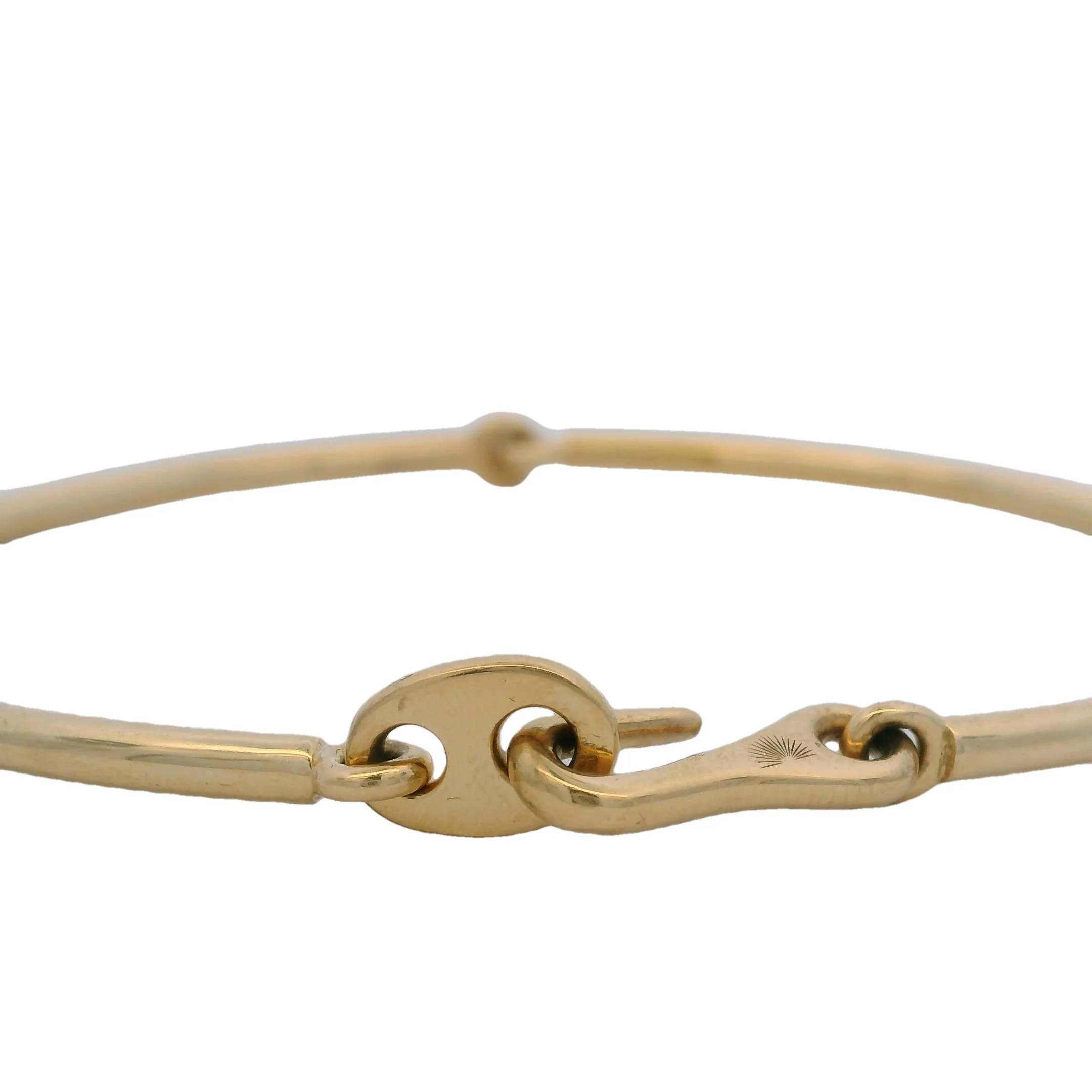 MAOR Solid 18kt Yellow Gold Circinus Hook Bangle Bracelet Size 7.5 M - Image 6