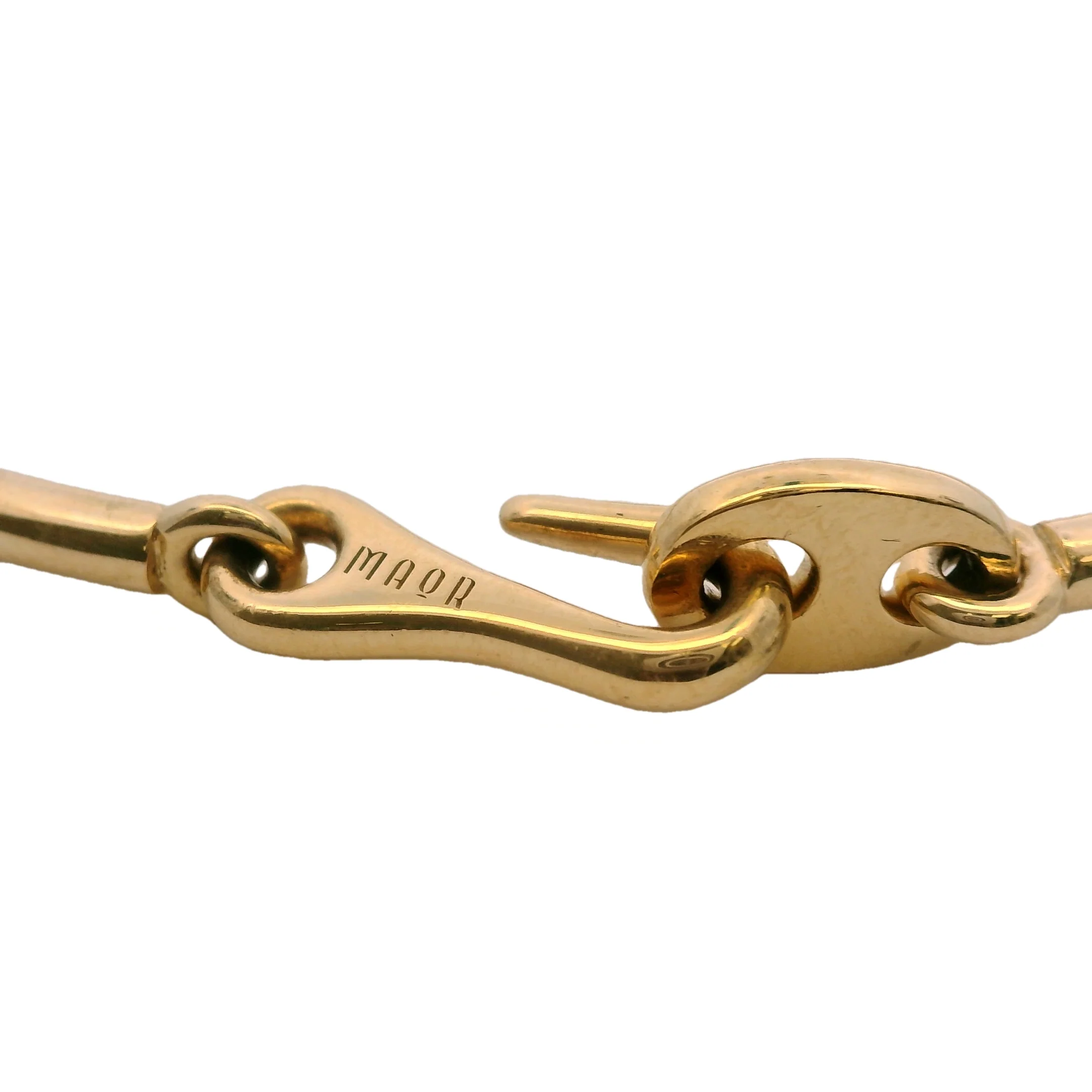 MAOR Solid 18kt Yellow Gold Circinus Hook Bangle Bracelet Size 7.5 M - Image 7