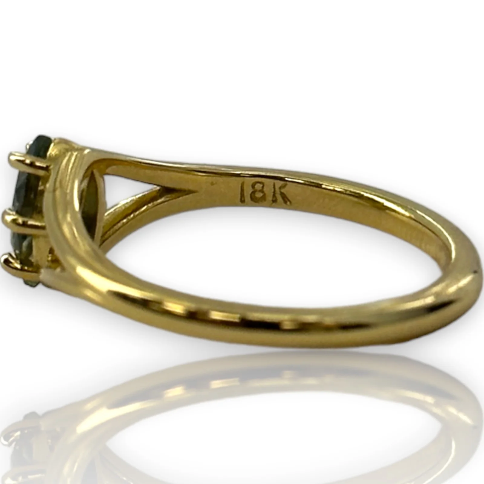 Marquise Green Tourmaline Dainty Solitaire Fashion Ring 18kt Yellow Gold - Image 5