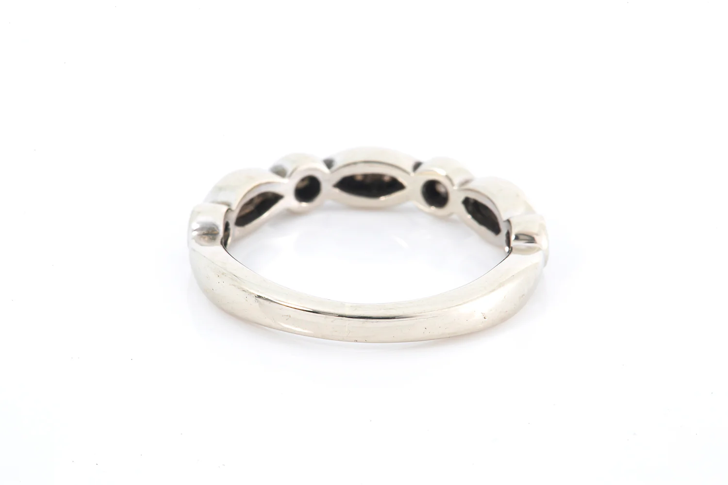 Marquise Shape Stackable Wedding Band Ring 14k 585 White Gold Size 4.5 - Image 6