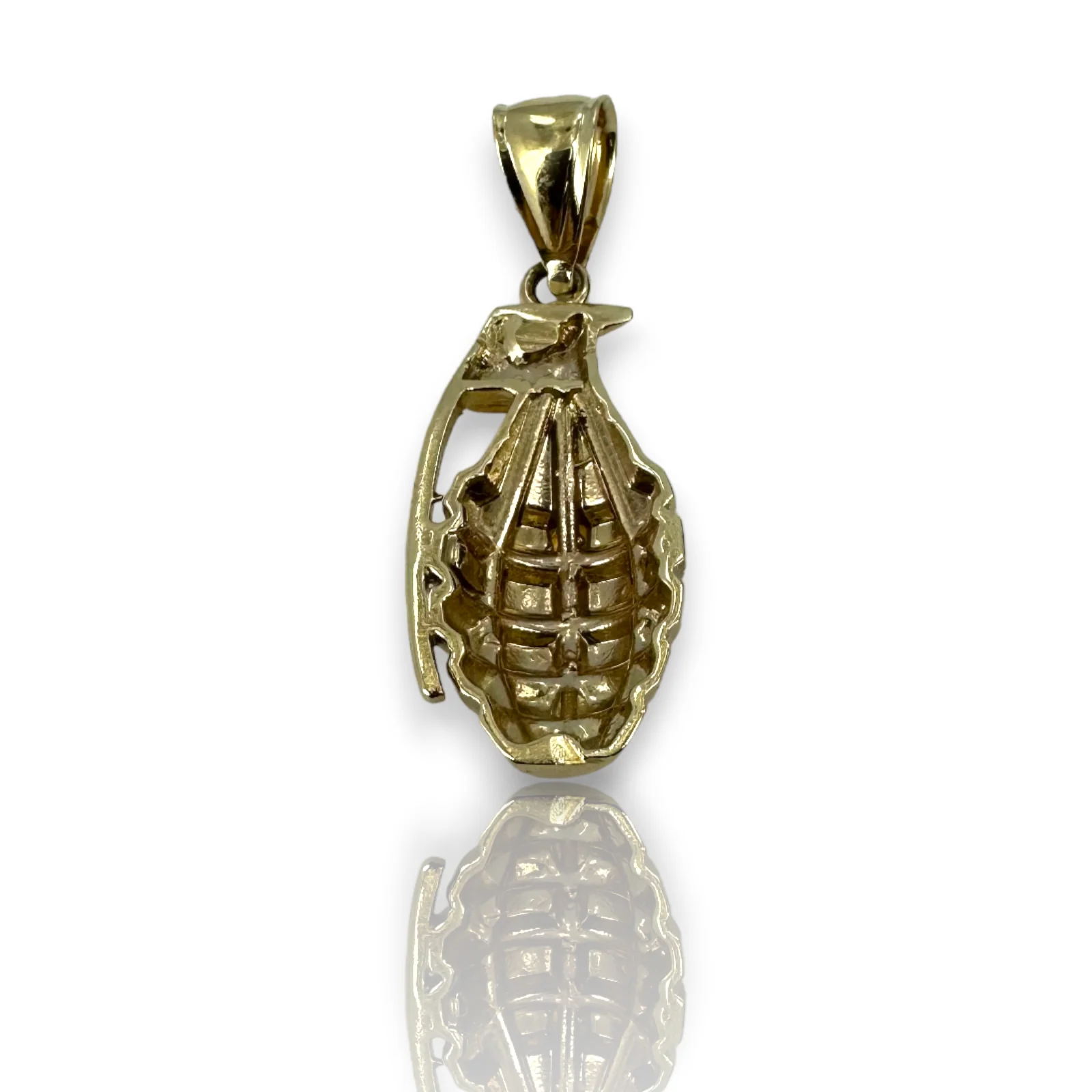 Medium Hand Gernade 14k 585 Yellow Gold Charm Pendant - Image 2
