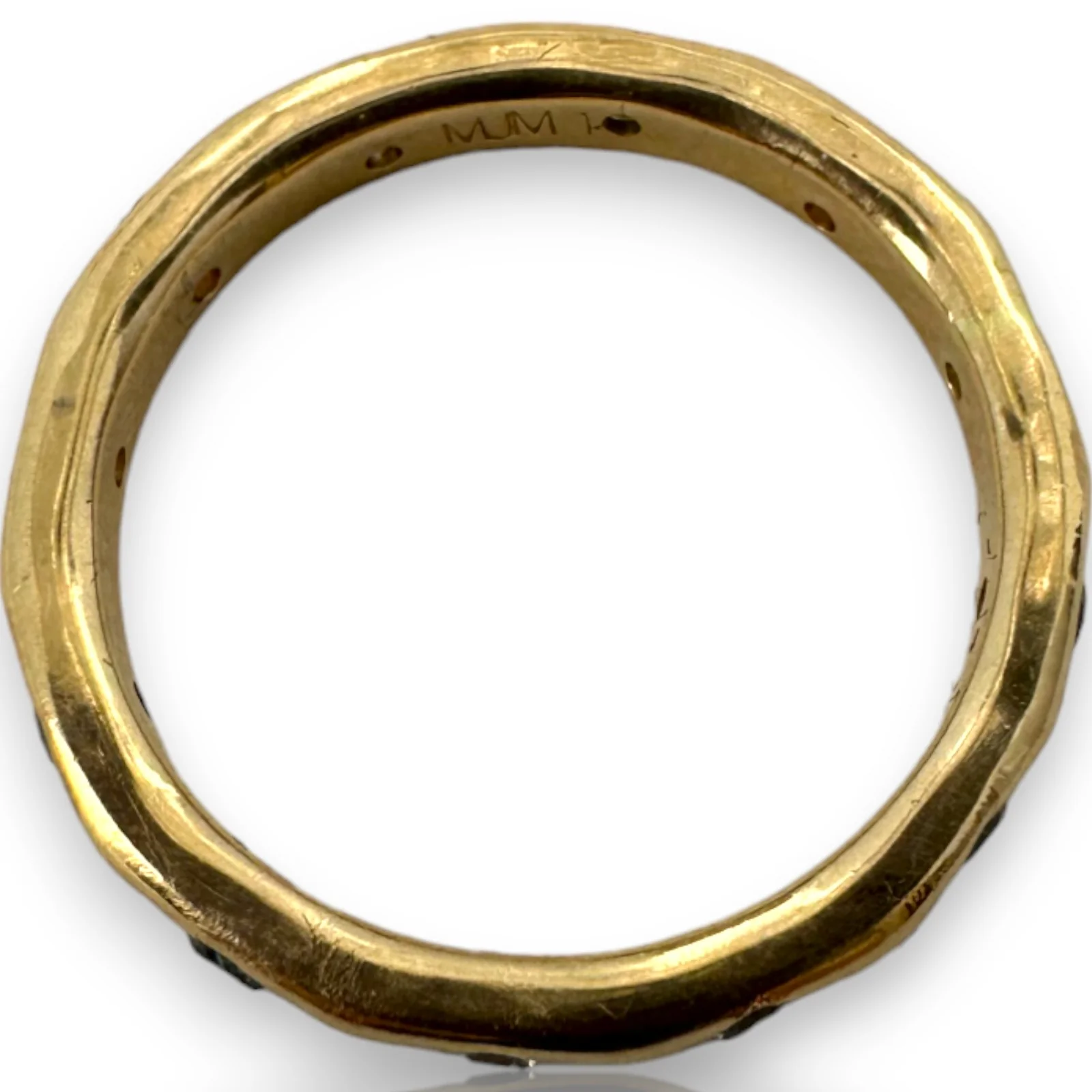 Melissa Joy Manning Solid 14kt Recycled Yellow Gold Flush Mount Montana Sapphire 2.8mm Wedding Stackable Band Size 5.75 - Image 5