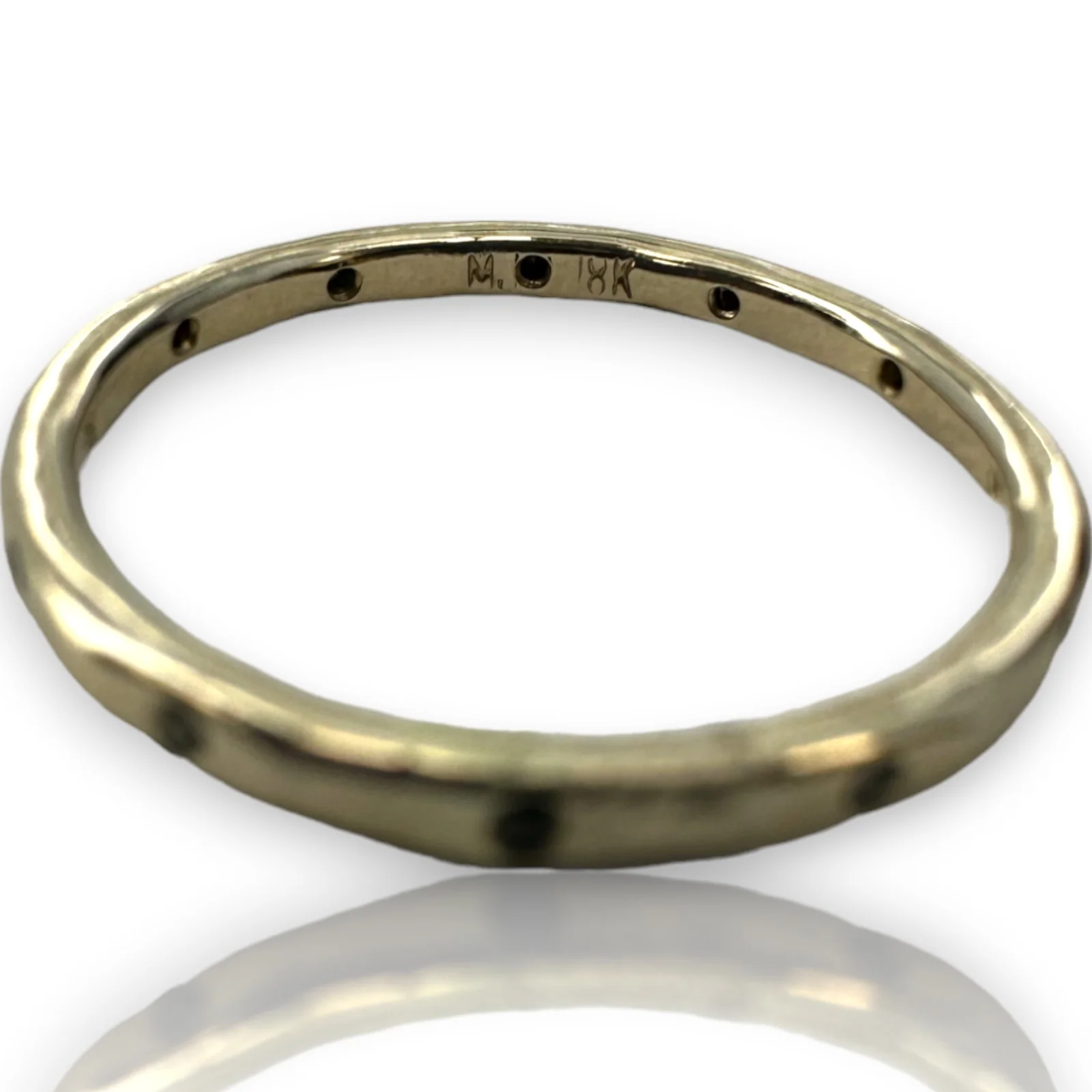 Melissa Joy Manning Solid 18kt Recycled White Gold 12 Black Diamond 1.7mm Wedding Stackable Band Size 5.75 - Image 3