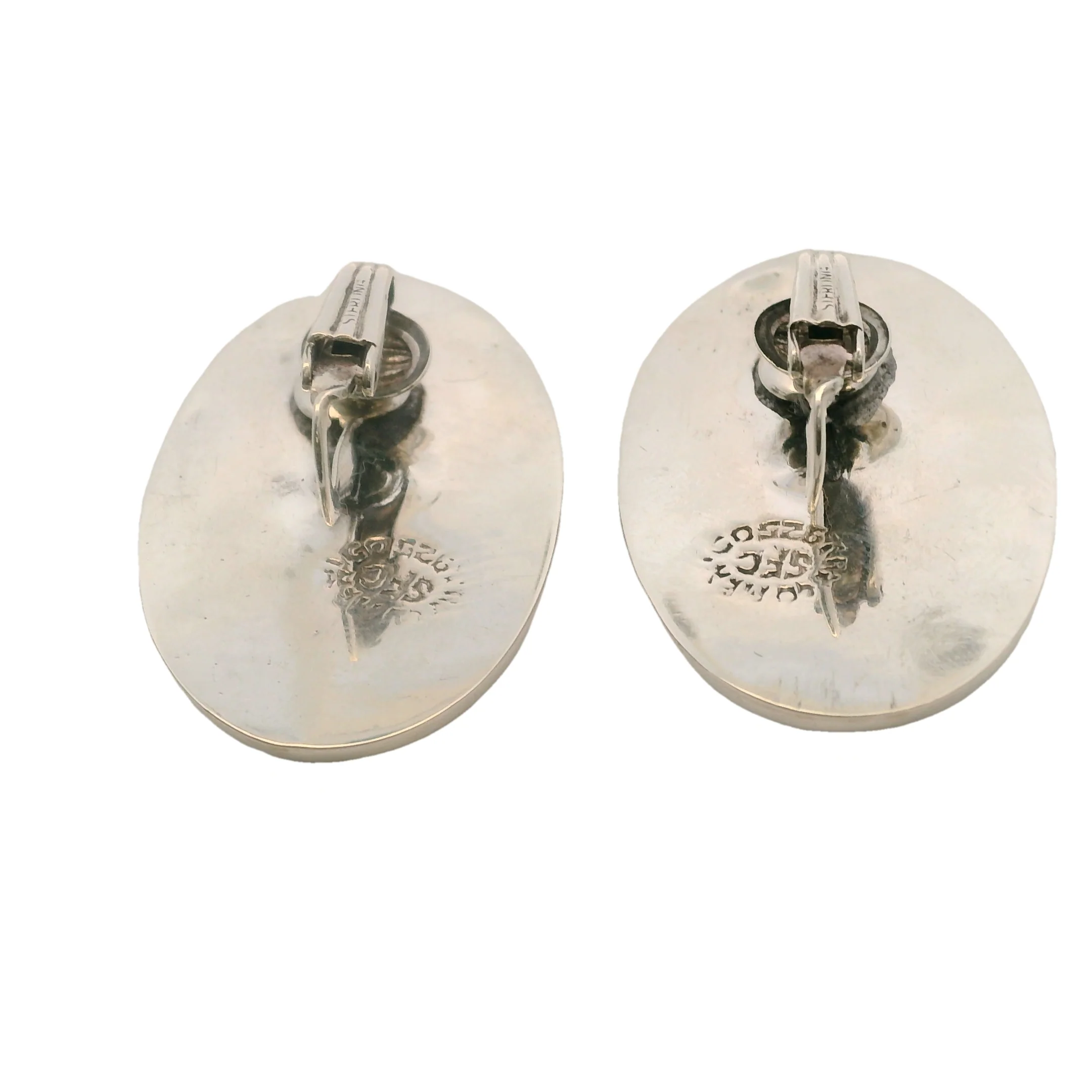 Mexican 925 Sterling Silver and Abalone 1.3" Clip-On Earrings - Image 3