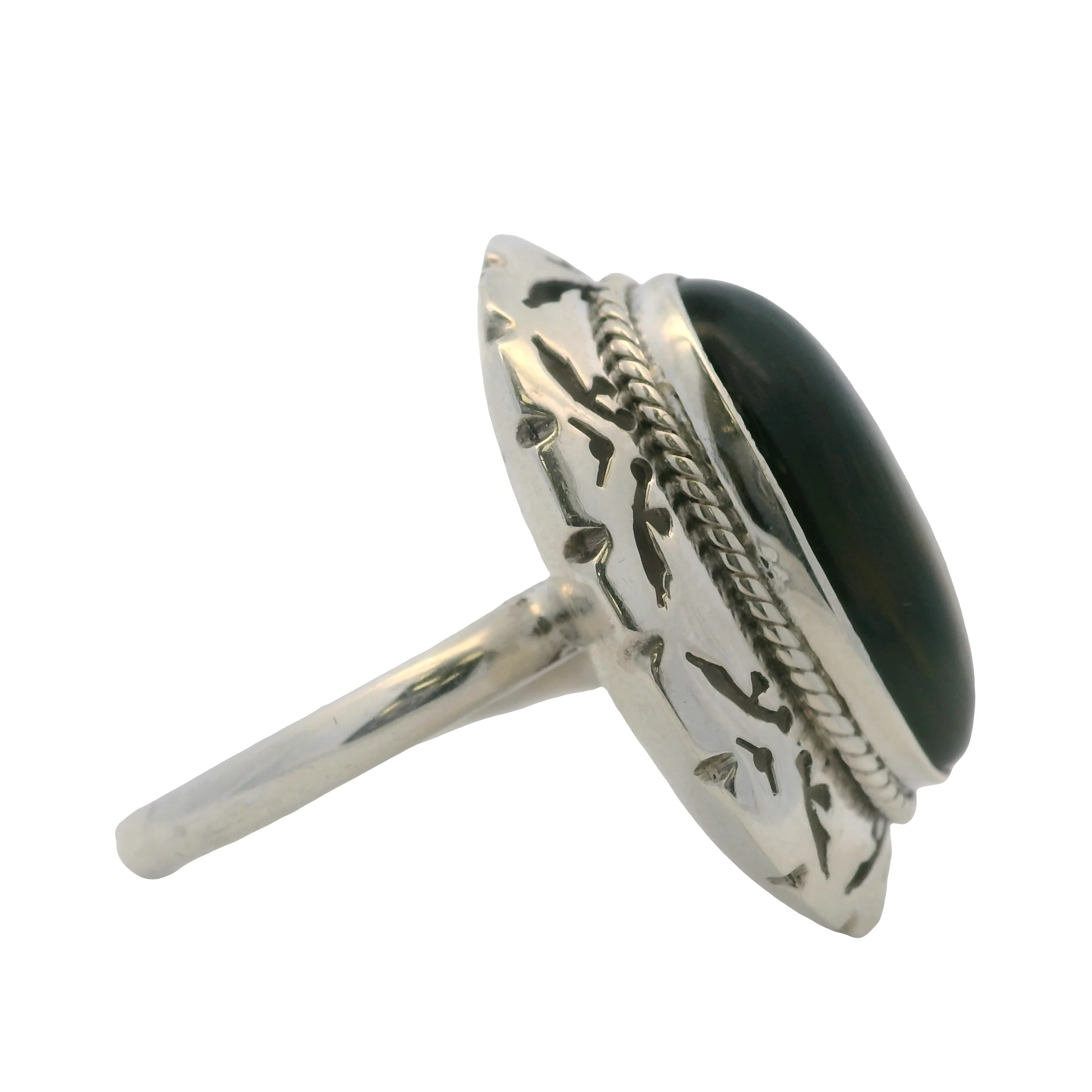 Mexican 925 Sterling Silver Handmade Large Labradorite Cabochon Adjustable Shank Ring - Image 3