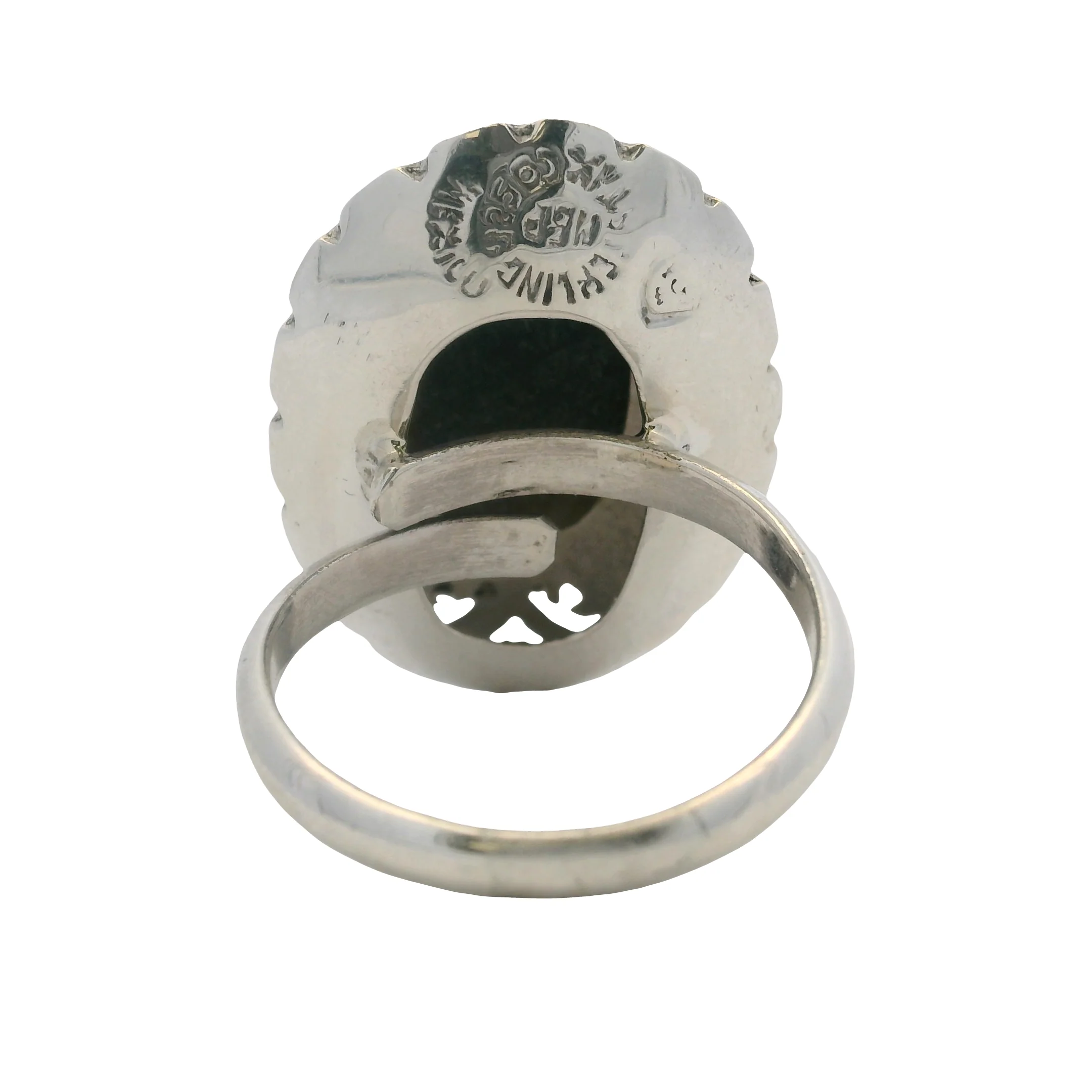 Mexican 925 Sterling Silver Handmade Large Labradorite Cabochon Adjustable Shank Ring - Image 4