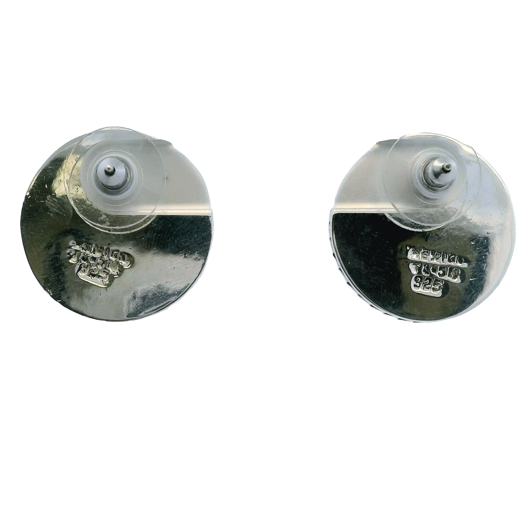 Mexican 925 Sterling Silver Taxco Round Button Rope 22.5mm Stud Earrings - Image 4