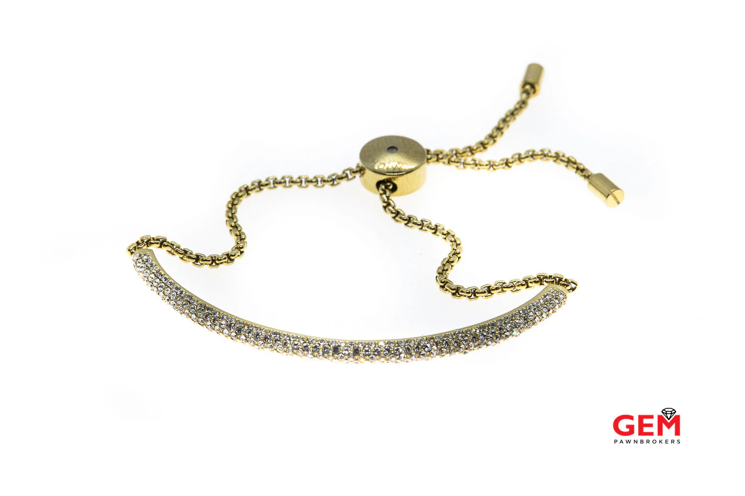 Michael Kors Cubic Zirconia Pave Bar & Rolo Link Pull Slider Bolo Tie Lock MK CZ 8.5" Bracelet - Image 3