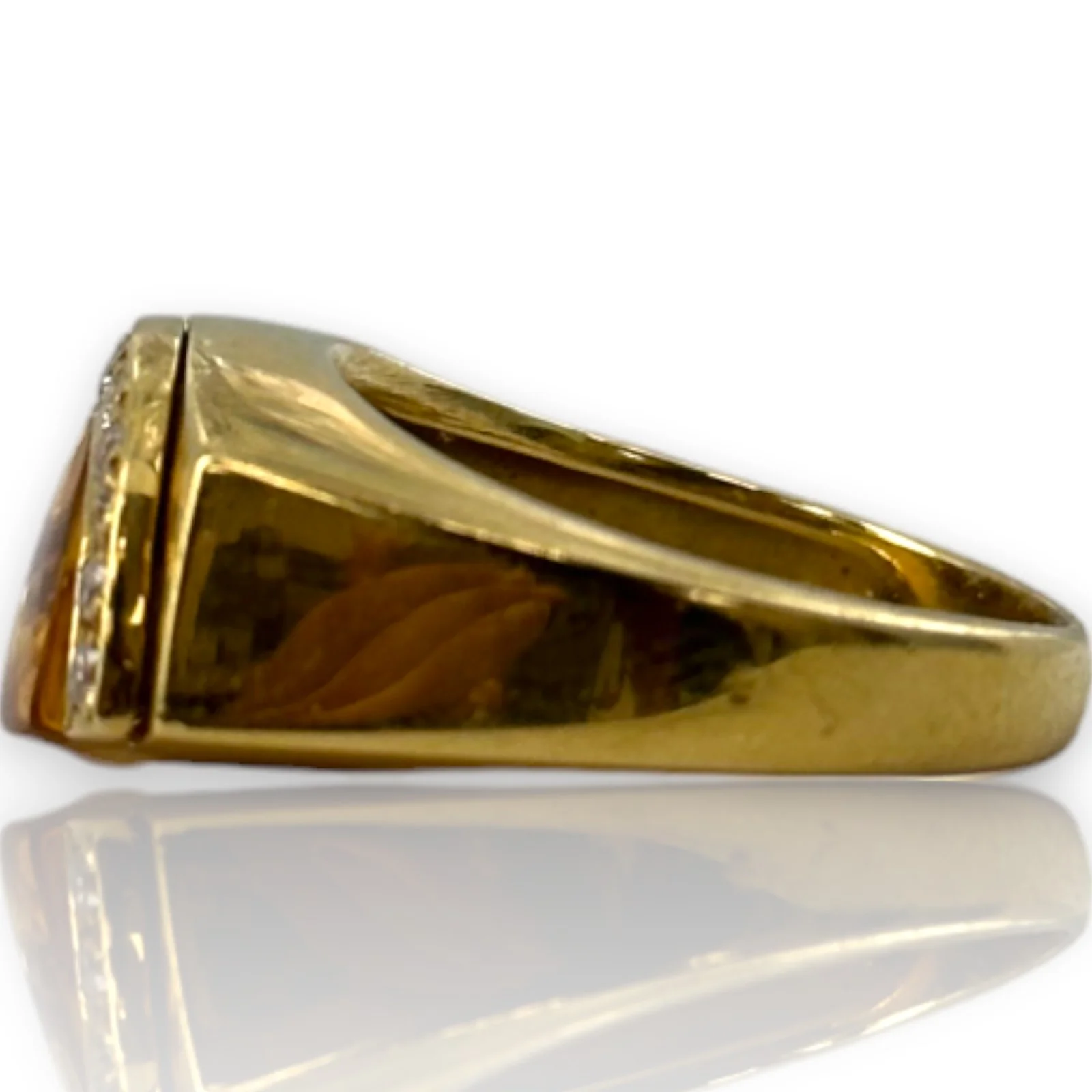 MOVADO Radius Collection Solid 18kt Yellow Gold Citrine and Diamond Half Moon Ring Size 7.75 - Image 2