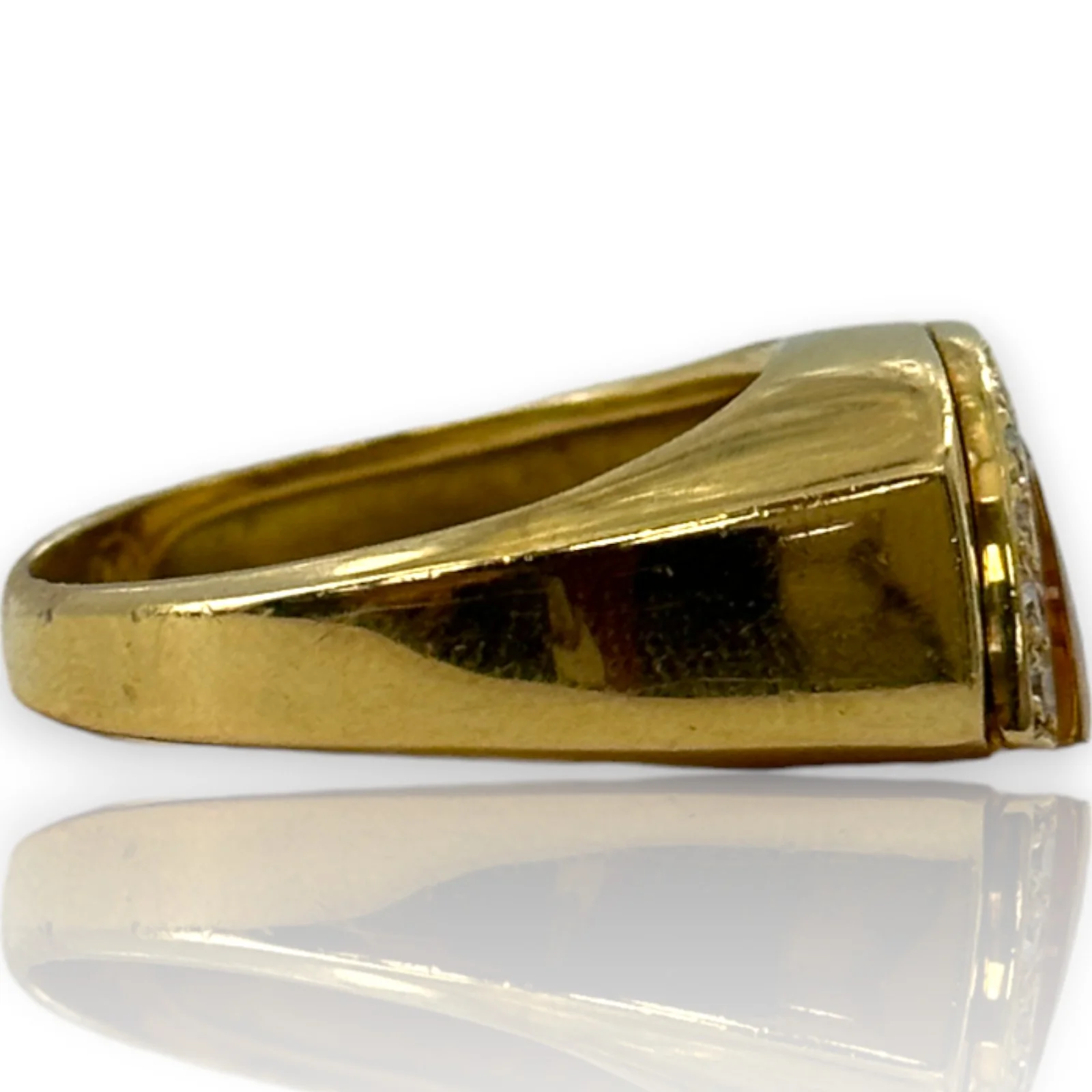MOVADO Radius Collection Solid 18kt Yellow Gold Citrine and Diamond Half Moon Ring Size 7.75 - Image 3