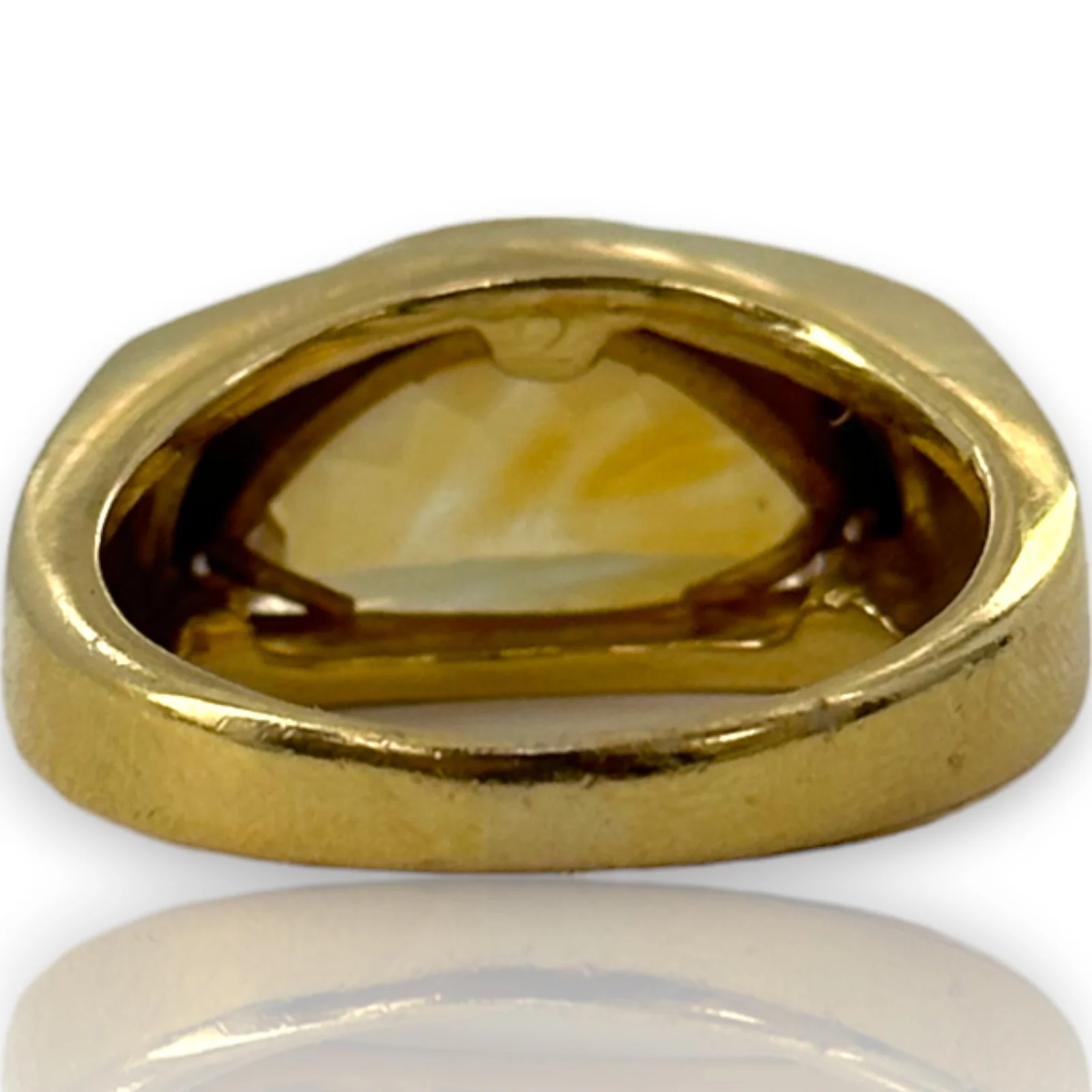 MOVADO Radius Collection Solid 18kt Yellow Gold Citrine and Diamond Half Moon Ring Size 7.75 - Image 4
